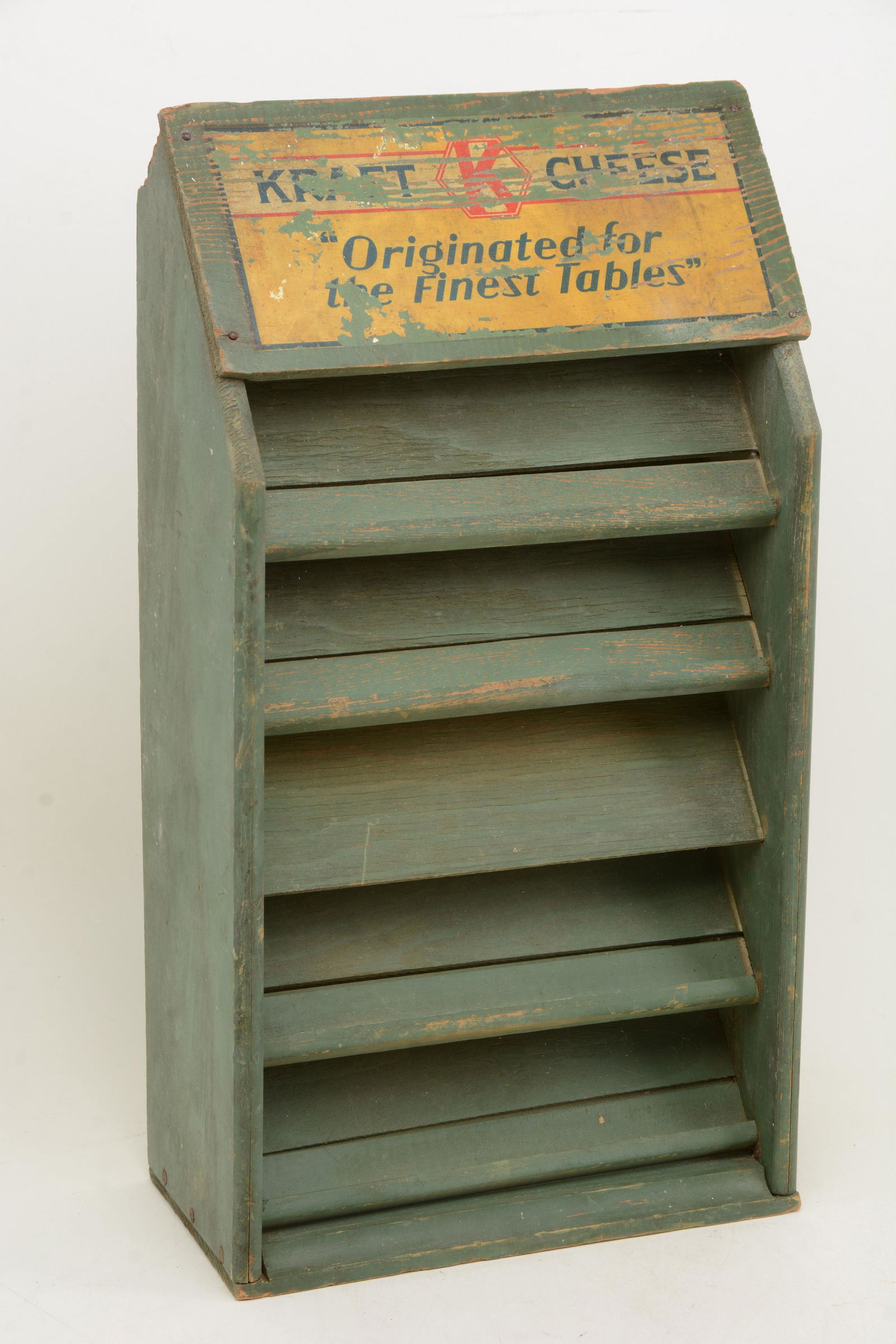Kraft Cheese wooden store display stand. Original green (1 of 7)