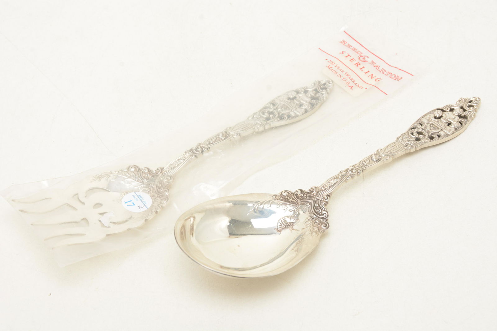 Reed & Barton sterling silver salad set. Cupid pattern. (1 of 7)