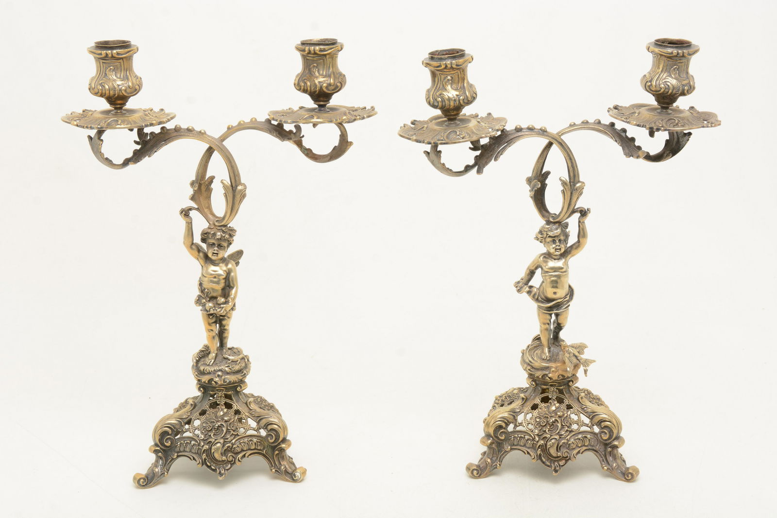 Continental .800 or sterling silver gilt figural putti (1 of 13)