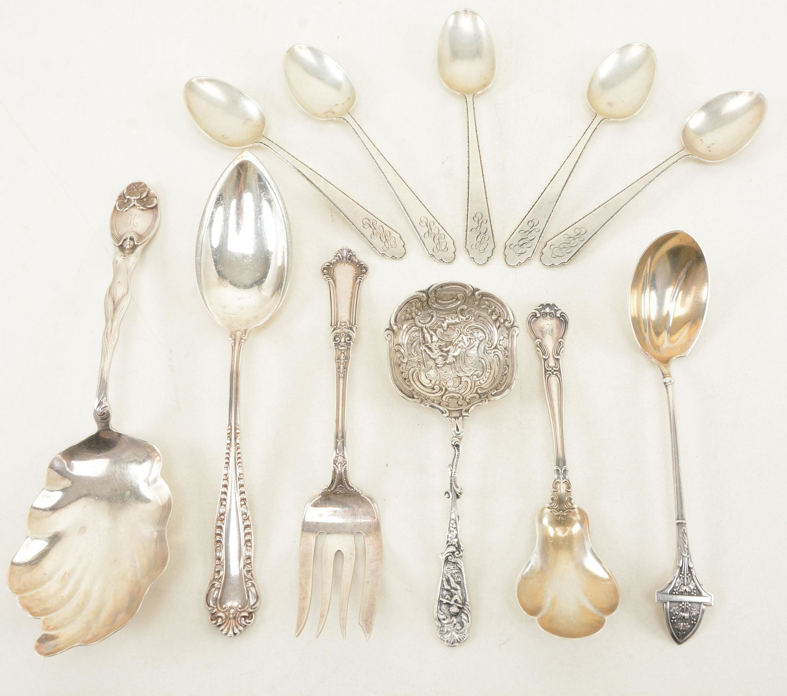 Sterling silver tableware including Gorham and Lunt. (1 of 7)