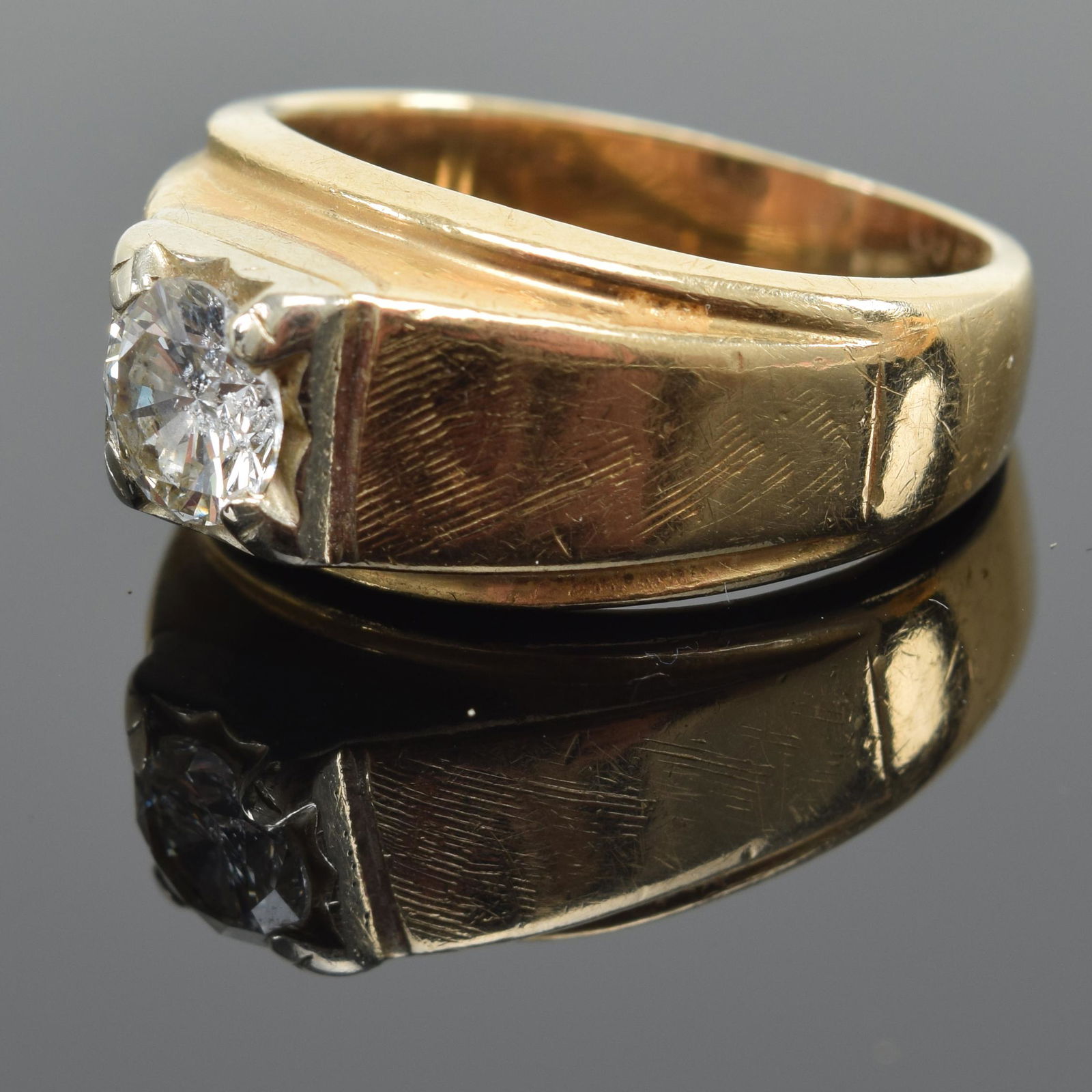 Mens gold and diamond ring (1 of 10)