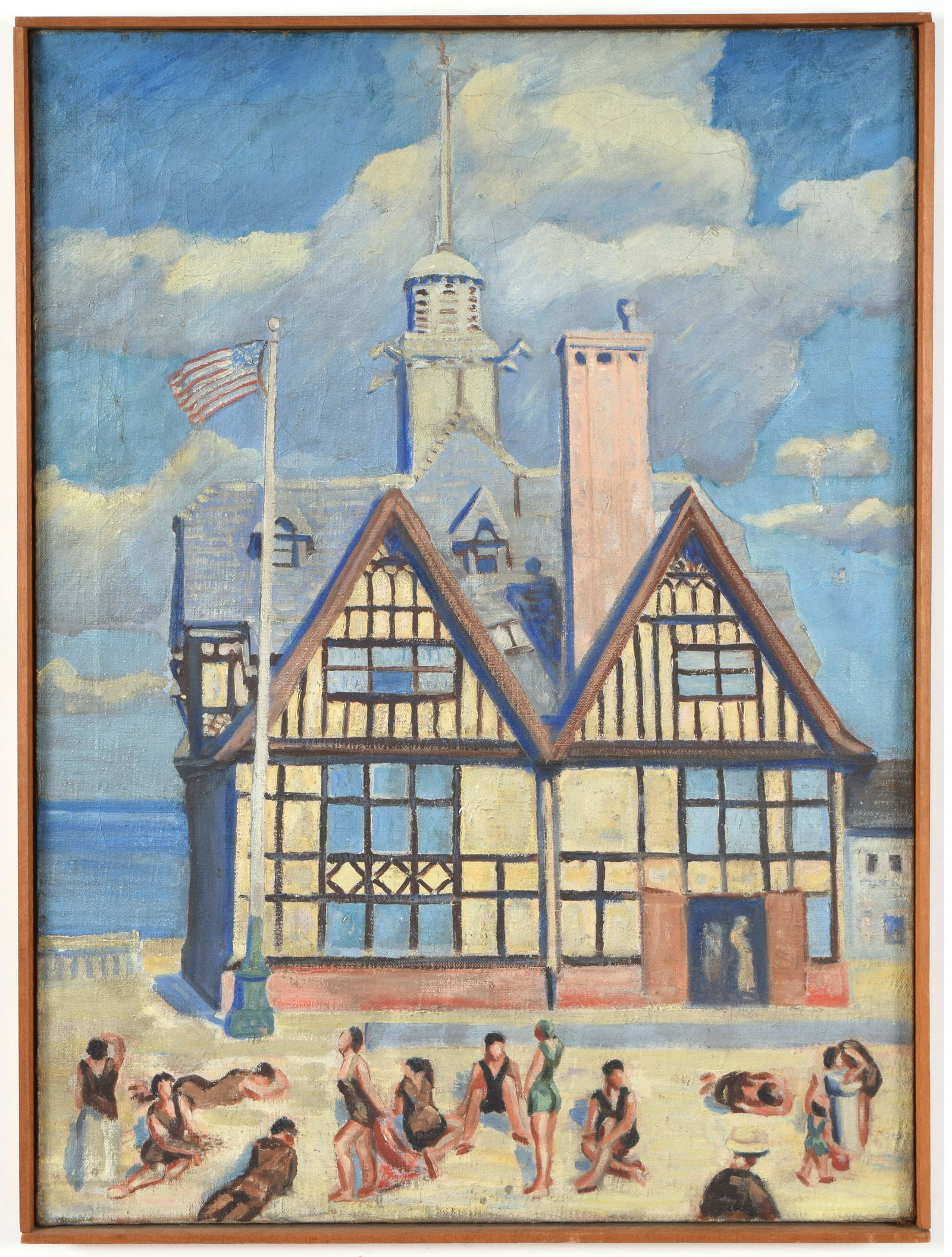 Early 20th century American school painting of beach (1 of 9)