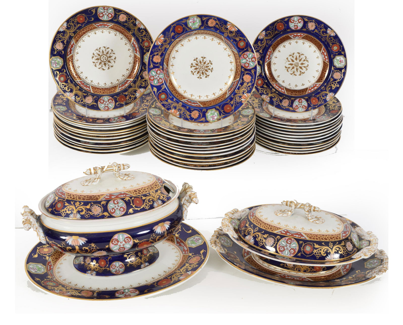 Ashworth ironstone dinner service. Cobalt blue bands (1 of 8)