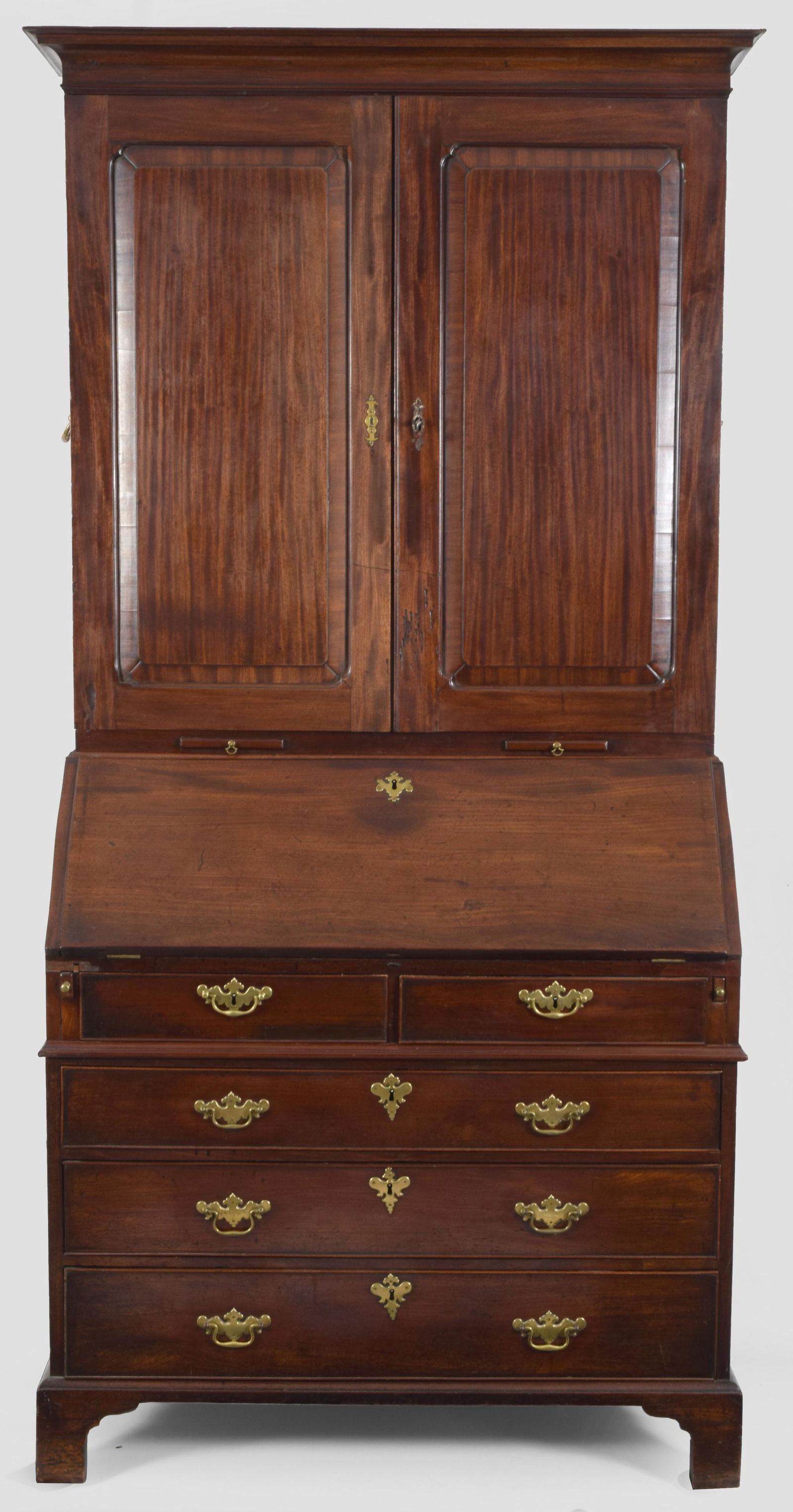 18th century Chippendale mahogany and brass inlaid desk (1 of 15)