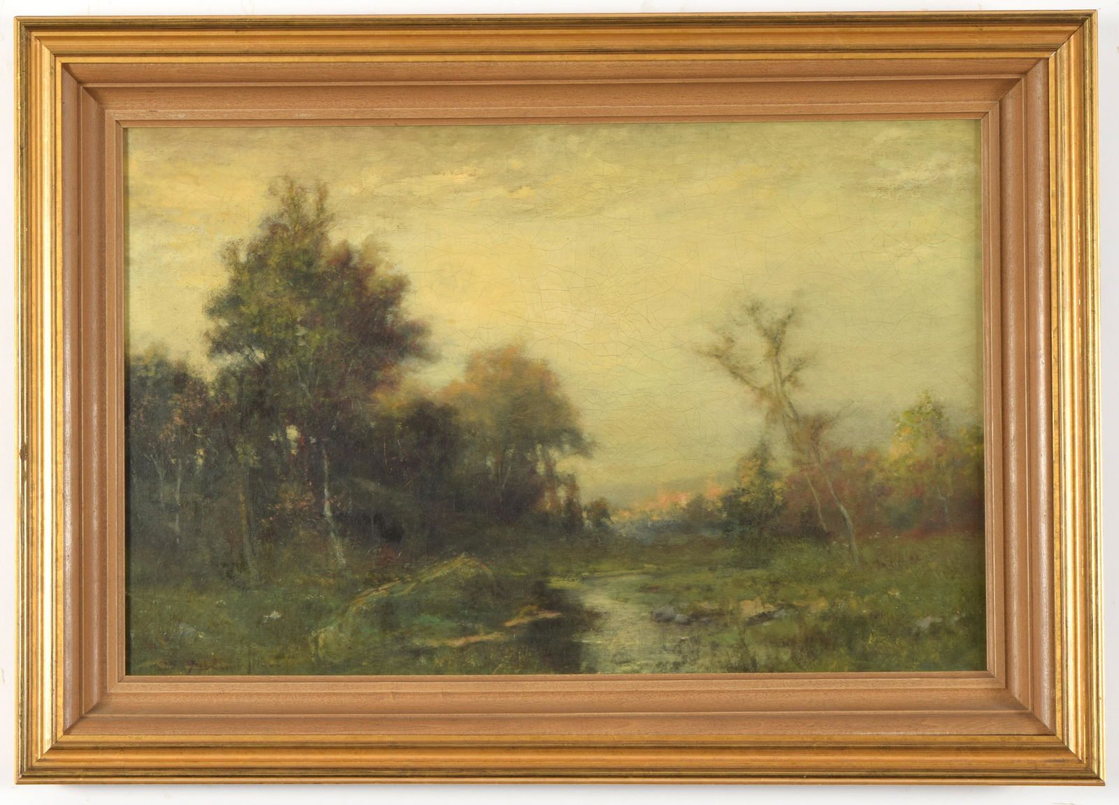 Albert Insley. Tonalist landscape with a stream. Oil on (1 of 8)