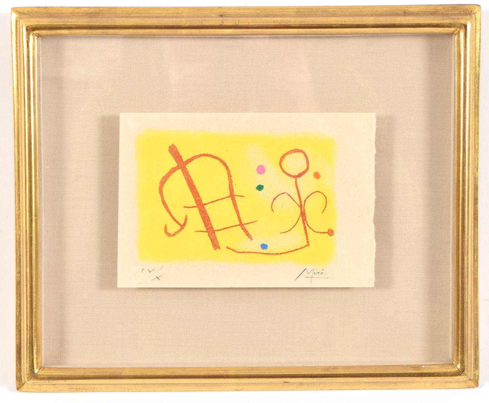 Joan Miro. Abstract lithograph of shapes with colorful (1 of 9)