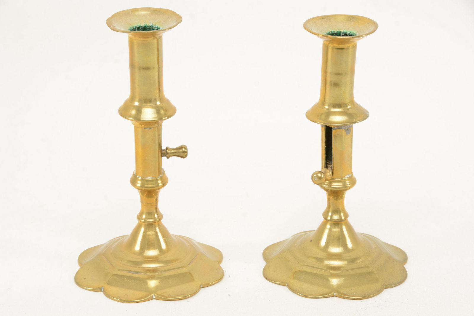 18th century English brass petal base push-up (1 of 7)
