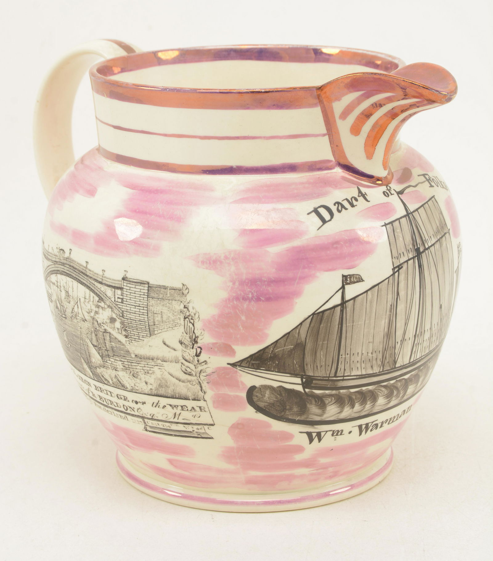 19th century Sunderland lustre porcelain jug with dart (1 of 8)