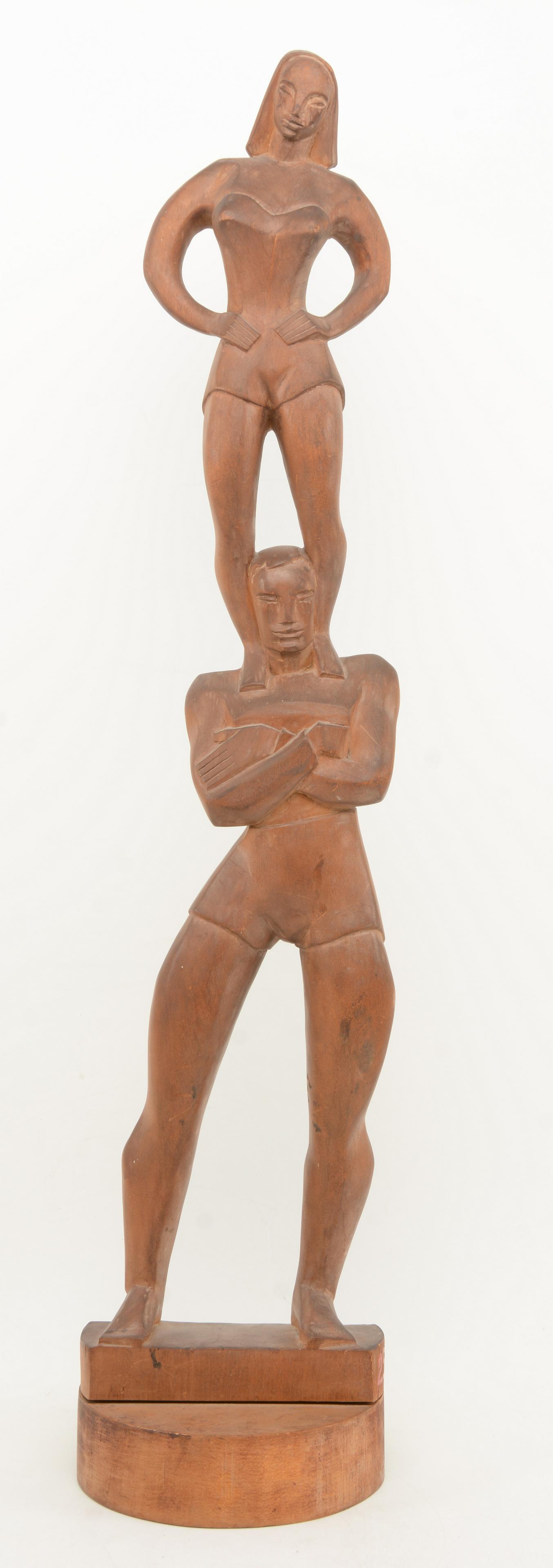 1938 carved wood W.P.A. sculpture by Robert Hogan in (1 of 10)