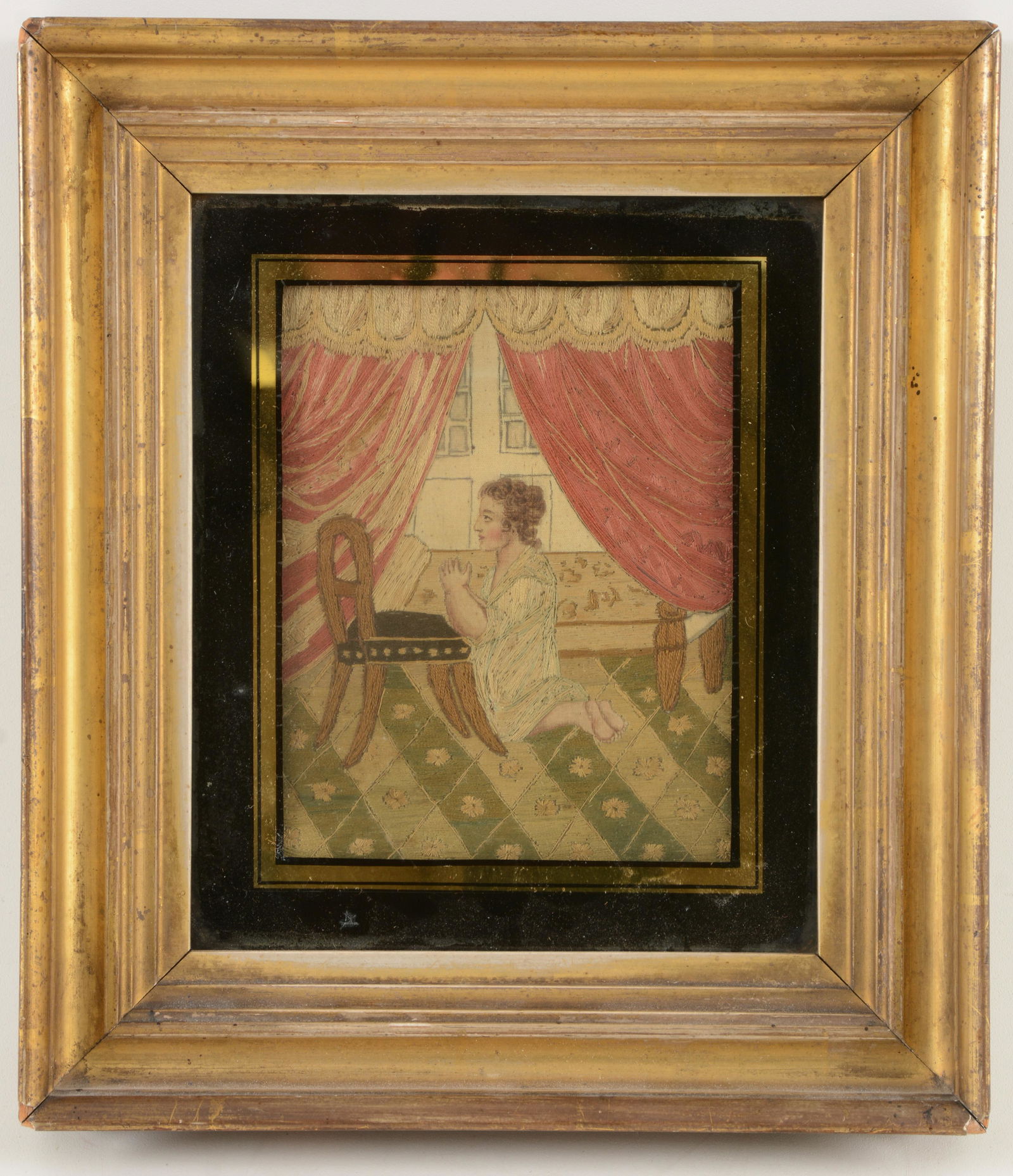 18th/19th century small needlework picture of a boy (1 of 6)