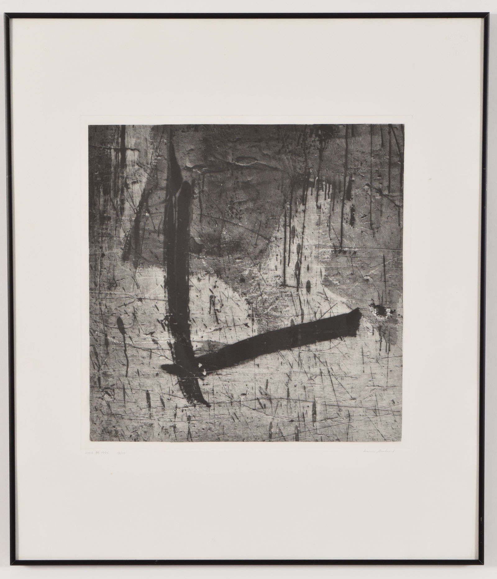 Aaron Siskind. "Homage to Franz Kline. Lima 89". 18/50.: Aaron Siskind. "Homage to Franz Kline. Lima 89". 18/50. 1975. Photogravure. Framed under glass. Virginia Lynch gallery label on reverse. Pencil signed lower right. Edition lower left. Good condition.