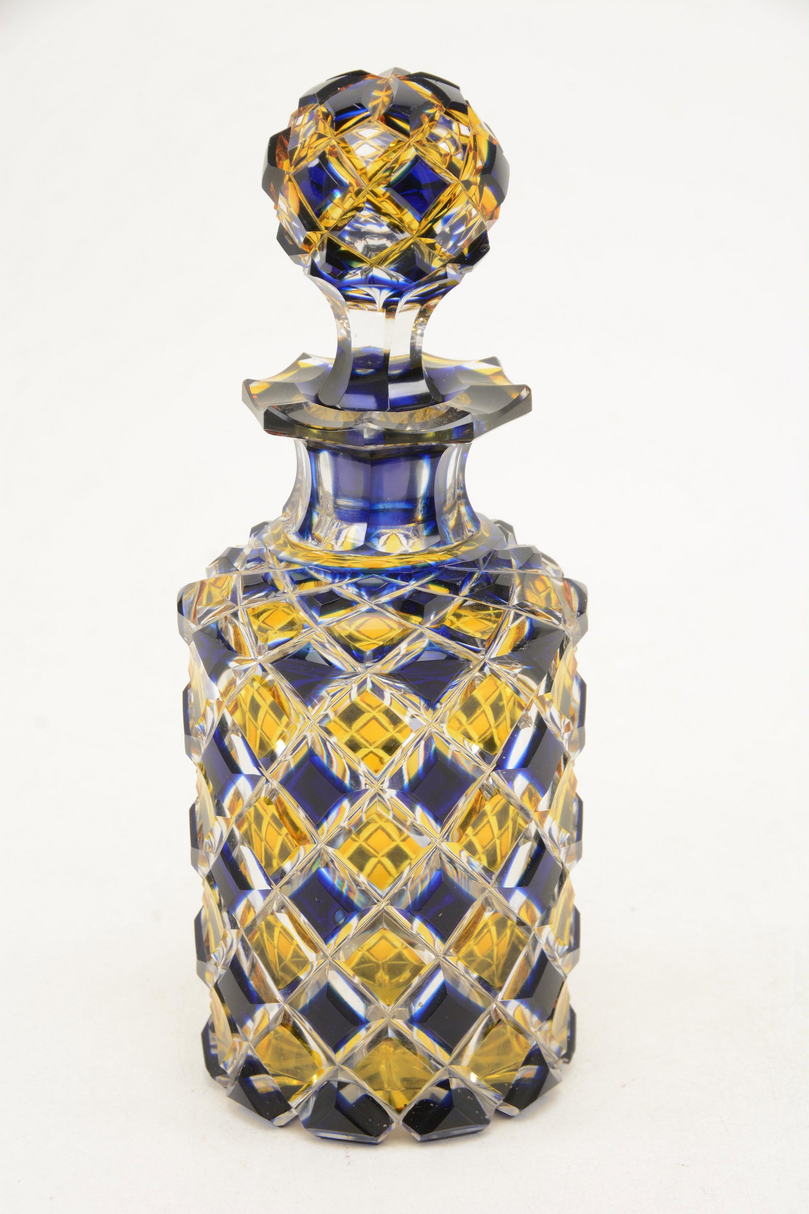 19th century fine quality cut glass bottle. Blue cut to (1 of 10)
