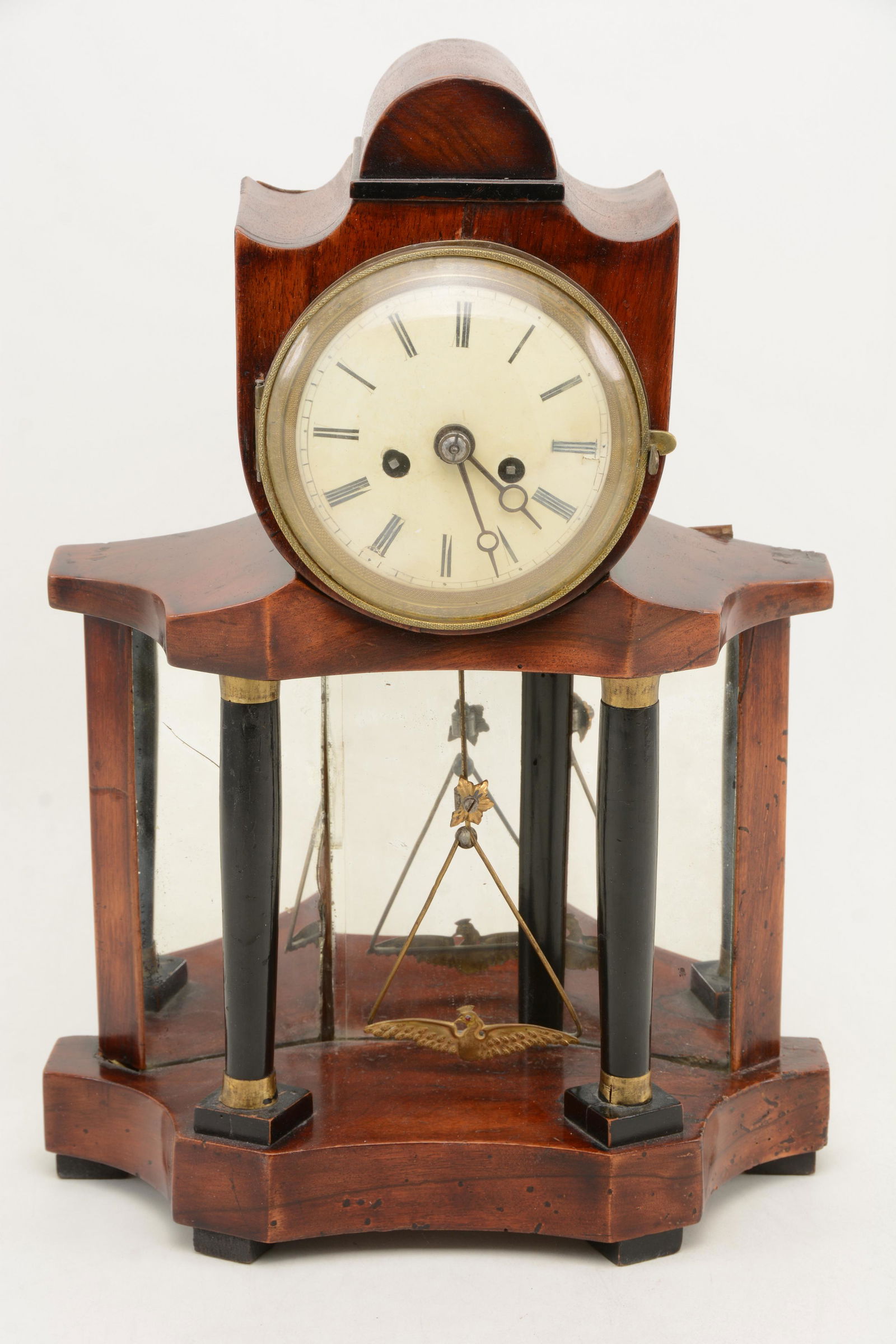 Biedermeier shelf clock, birchwood and mirrored case, (1 of 14)
