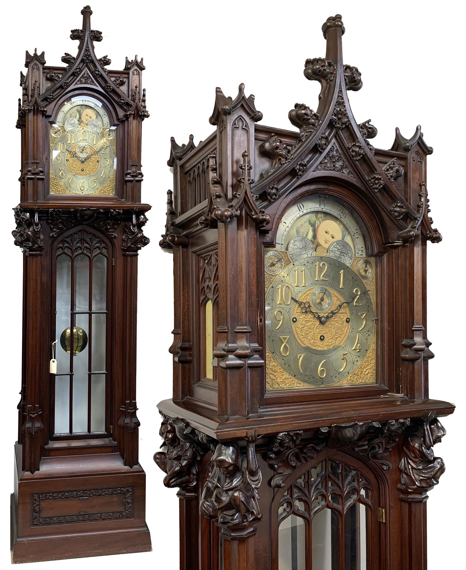 Impressive Gothic carved mahogany musical tall clock (1 of 18)