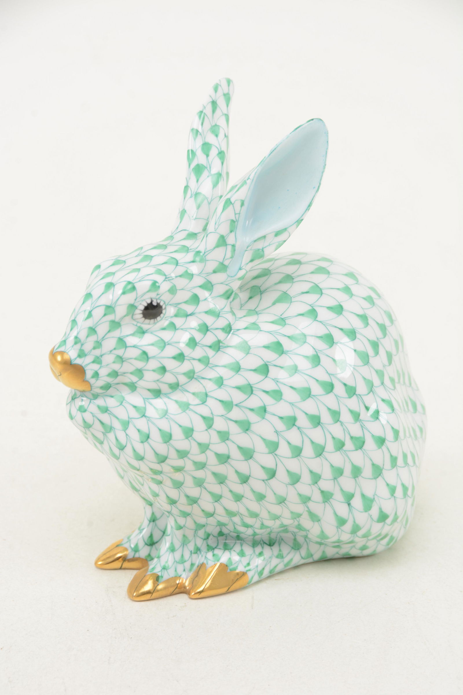 Herend porcelain green rabbit figurine. Mark to (1 of 6)