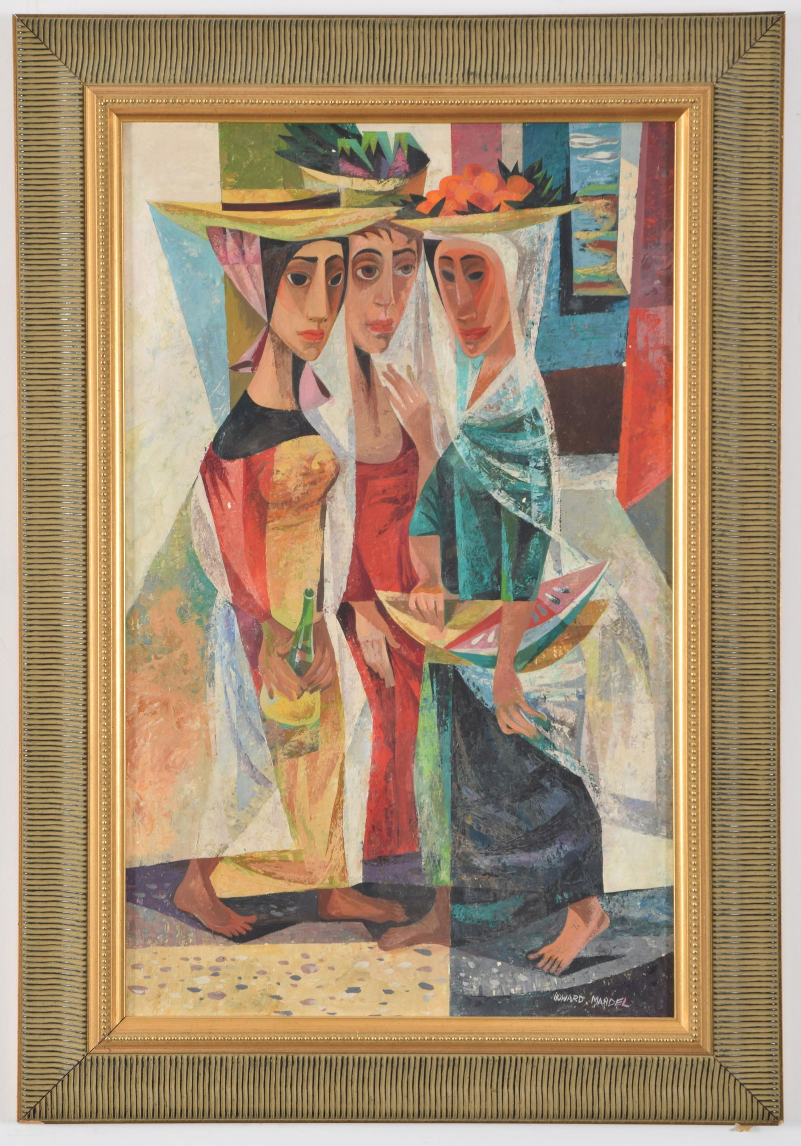 Howard Mandel. American. Modernist painting of 3 (1 of 7)