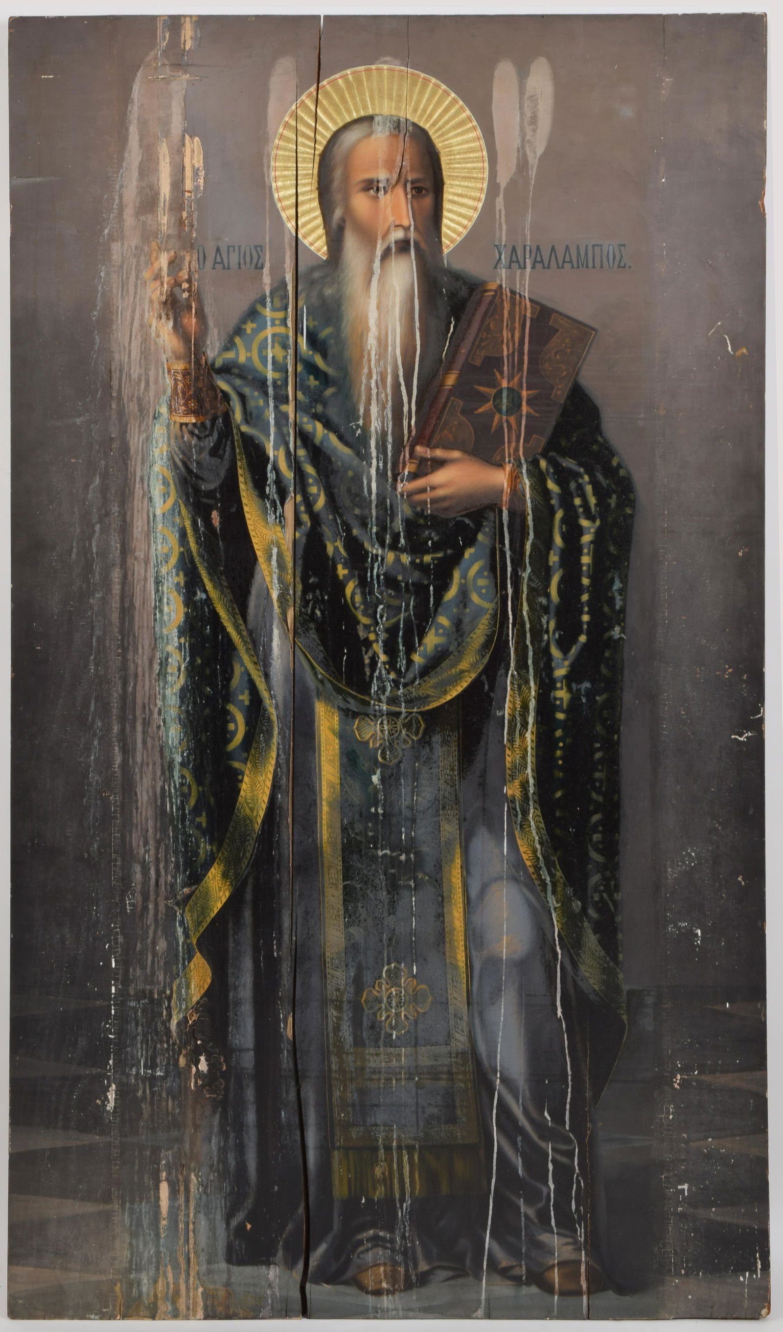 19th century large Russian icon of a saint. Oil on (1 of 6)