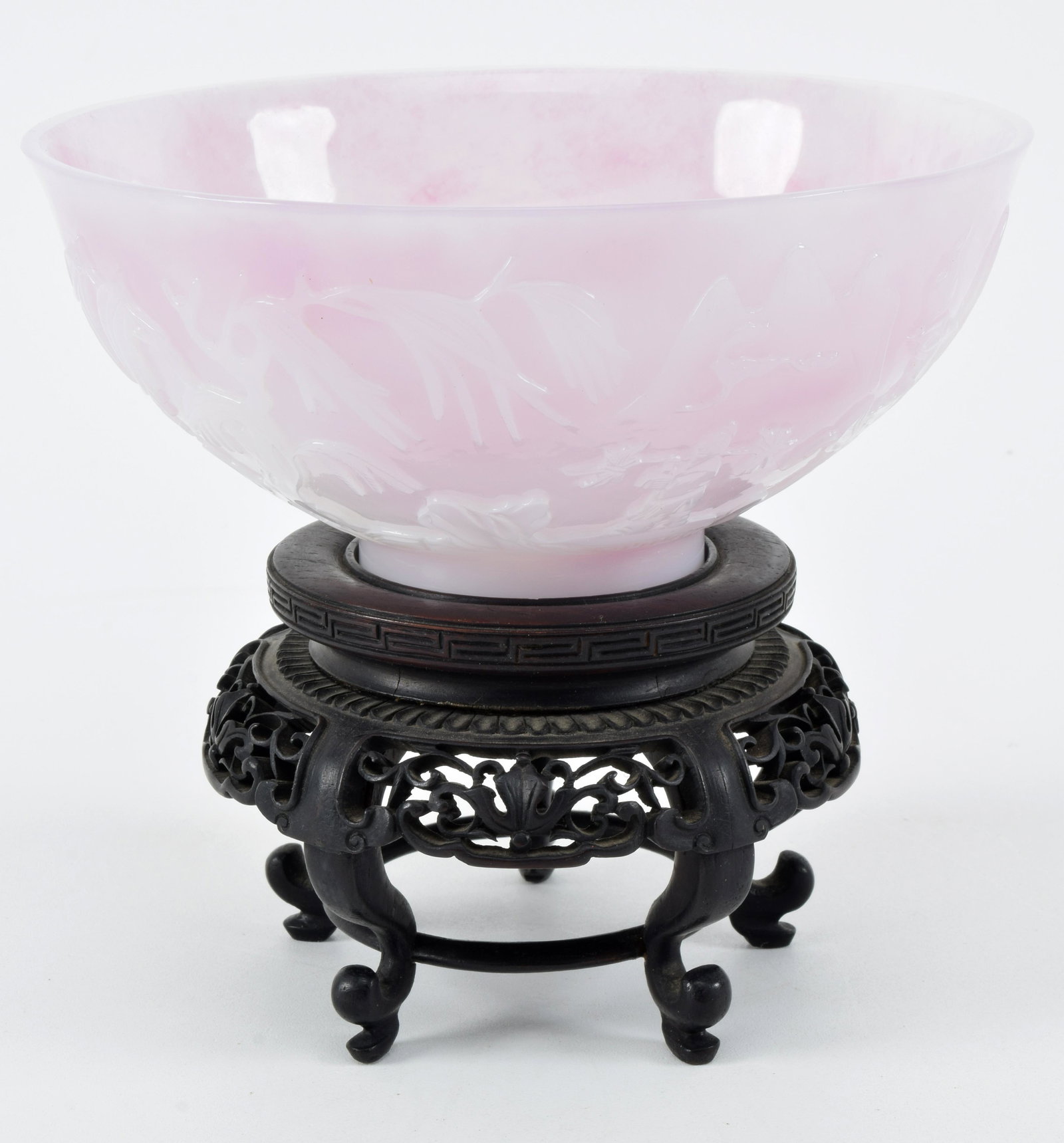 Peking glass bowl. China. Ca. 1900. Pink and white (1 of 9)