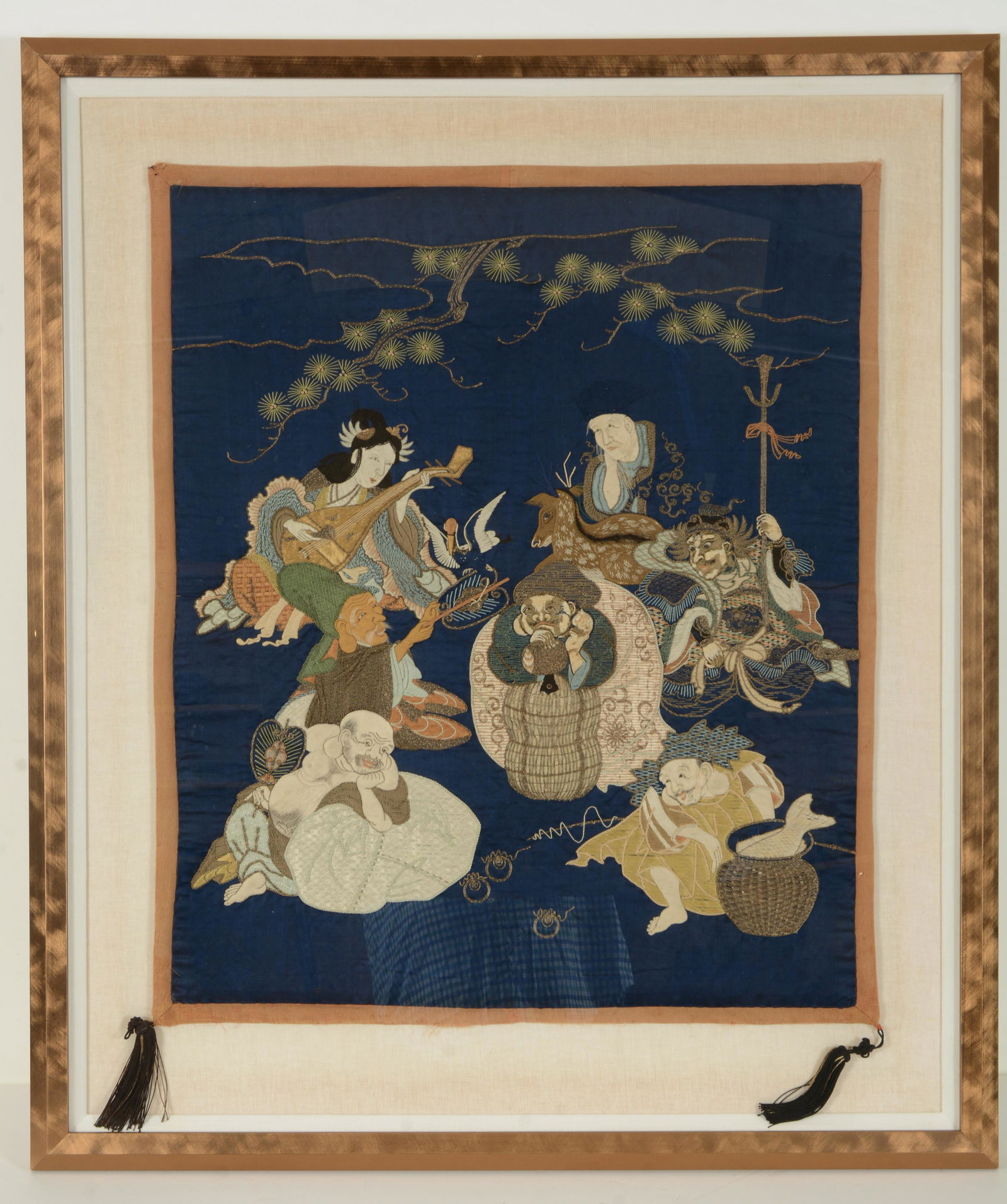 Textile panel. Japan. 19th century. Fukusa. Dark blue (1 of 6)