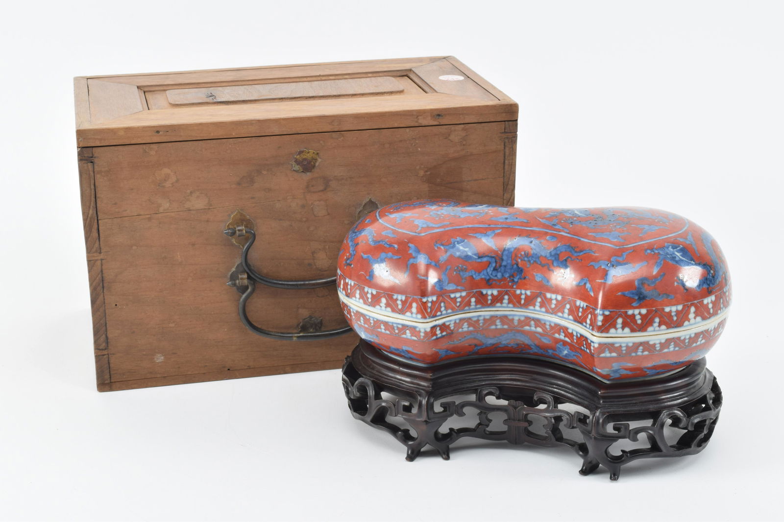 Porcelain box. China. 19th century. Ingot shaped. (1 of 16)