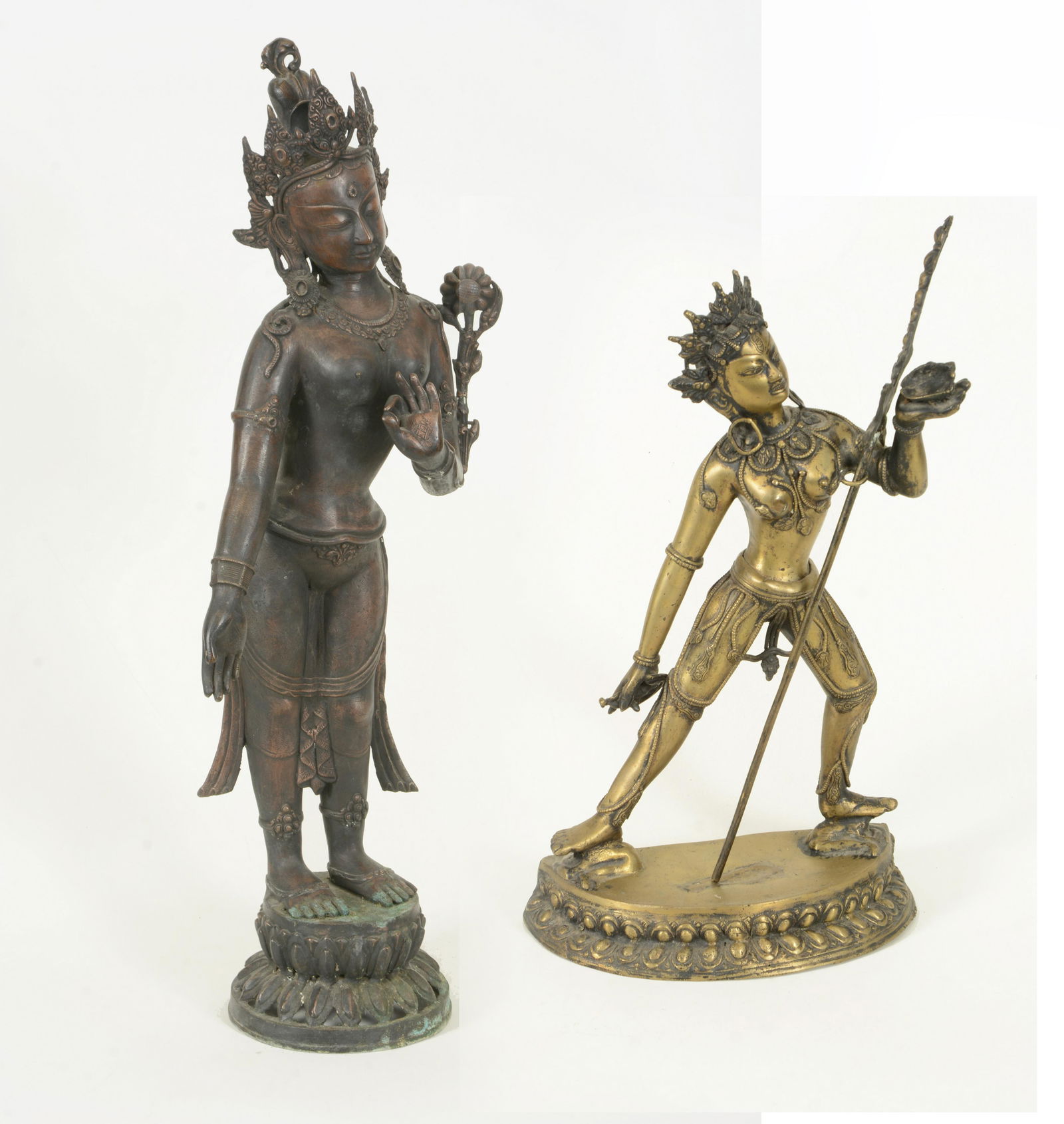 2 Asian bronze standing Buddha. 1) Brown patina on (1 of 12)