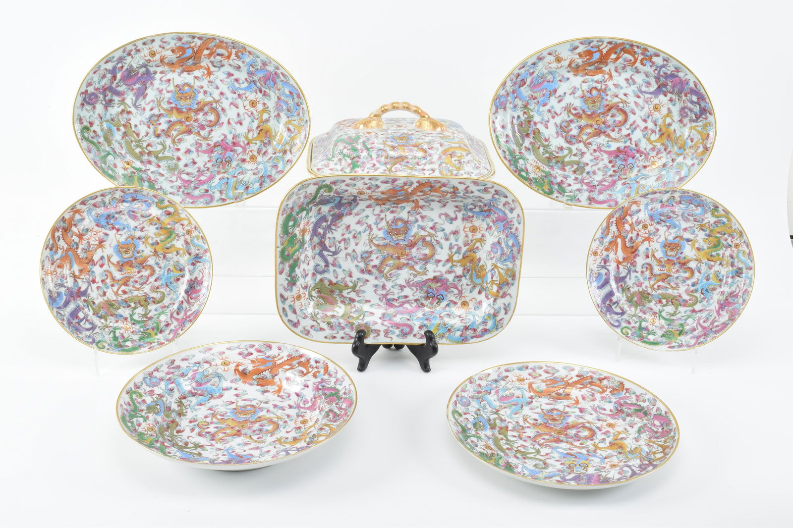 Lot of 8 19th century unusual Chinese export famille (1 of 20)