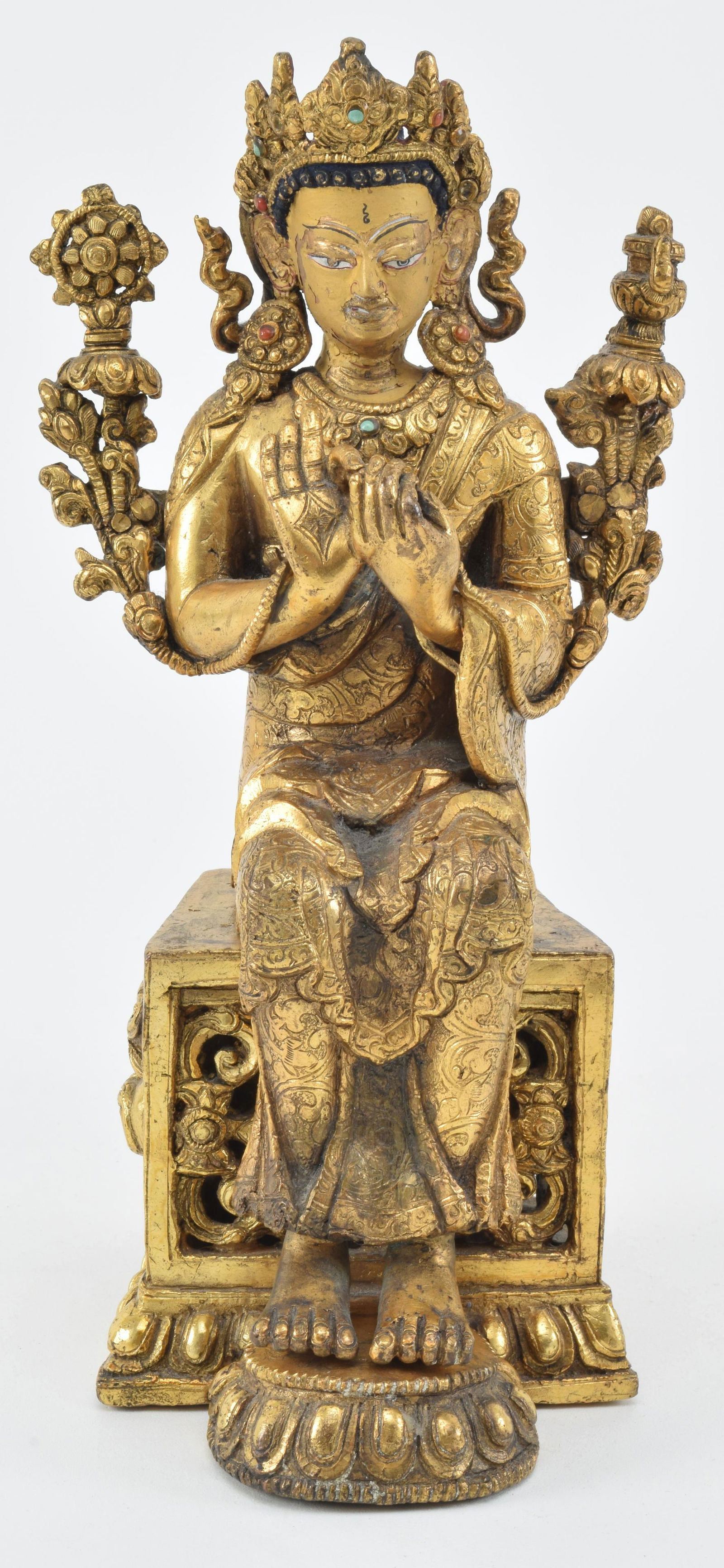 Gilt bronze buddhist image. Nepal. First half of the (1 of 10)