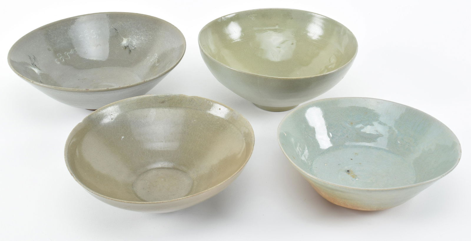 4 stoneware bowls. 3 Korean, Koryo period (13th (1 of 12)