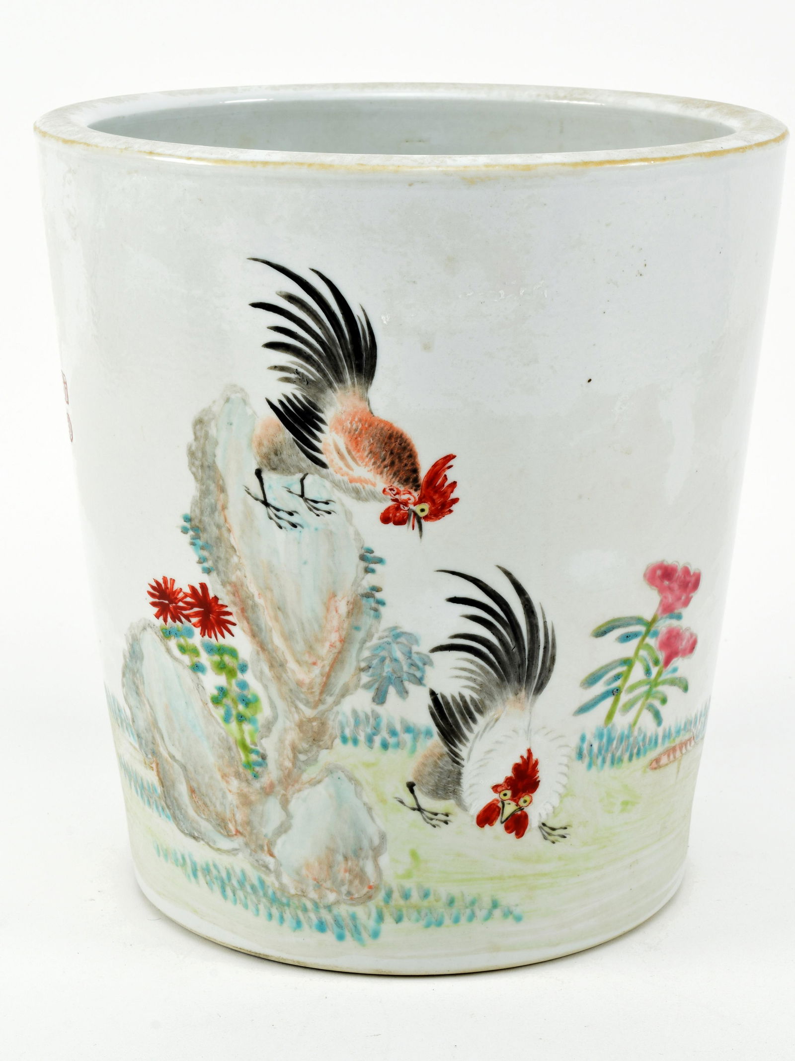 Porcelain planter. China. Ca. 1930. Cylindrical form. (1 of 8)