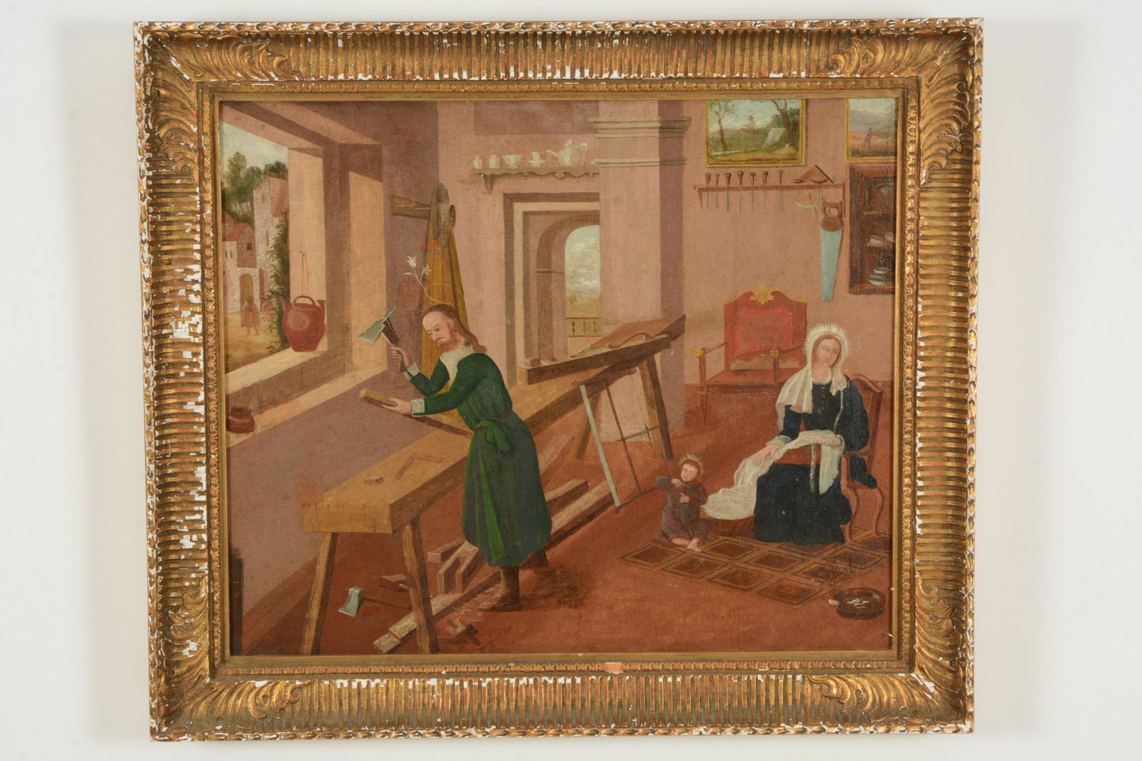 19th century painting of the Holy Family. Jesus, Mary, (1 of 7)