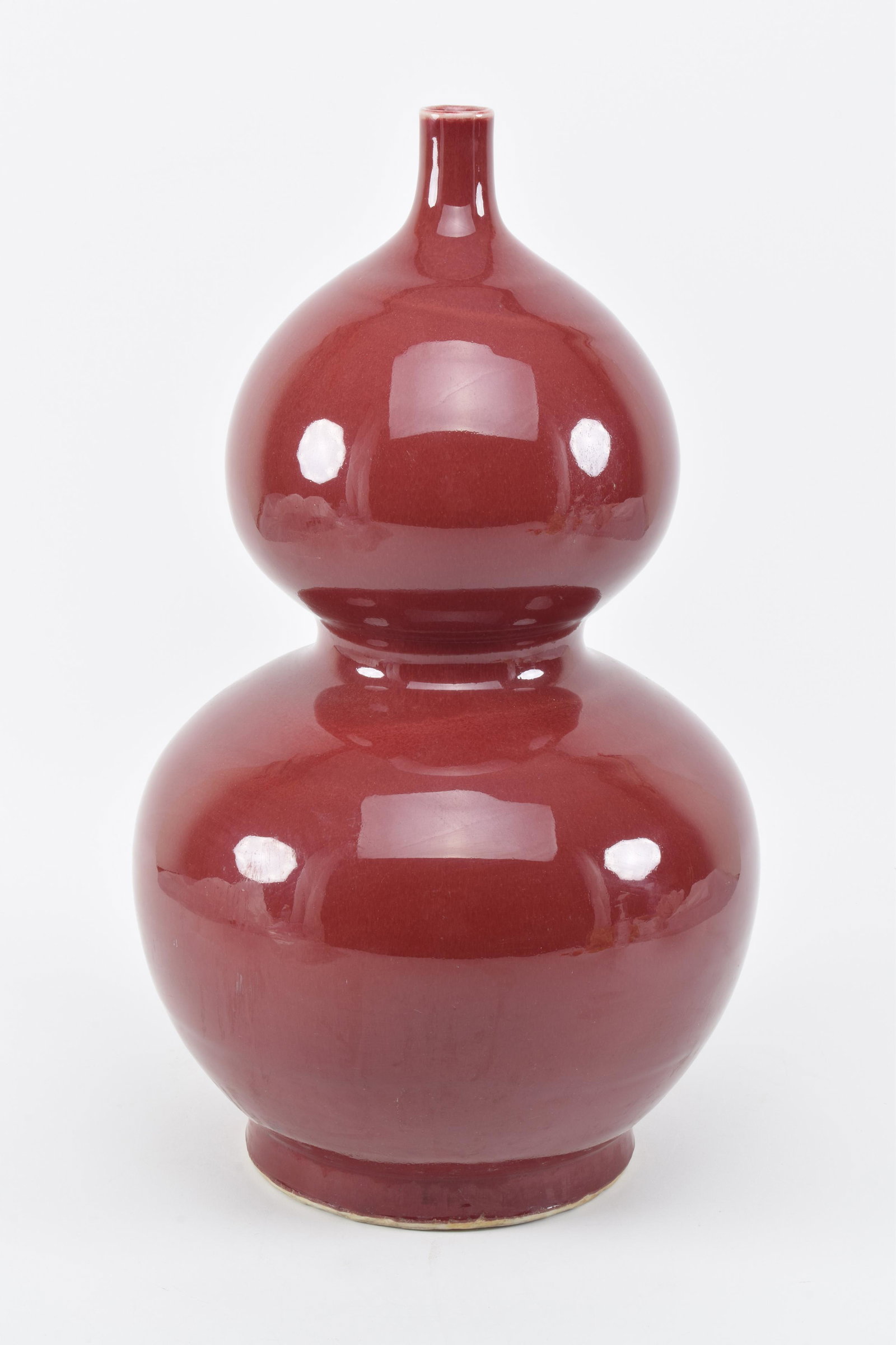 Large double gourd red glazed stoneware vase. 20th (1 of 7)