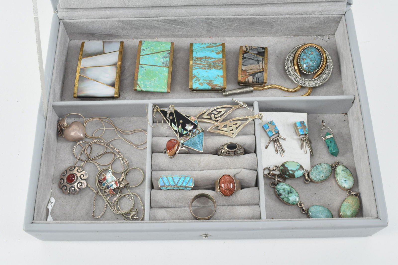 Mexican silver and turquoise jewelry including belt (1 of 10)