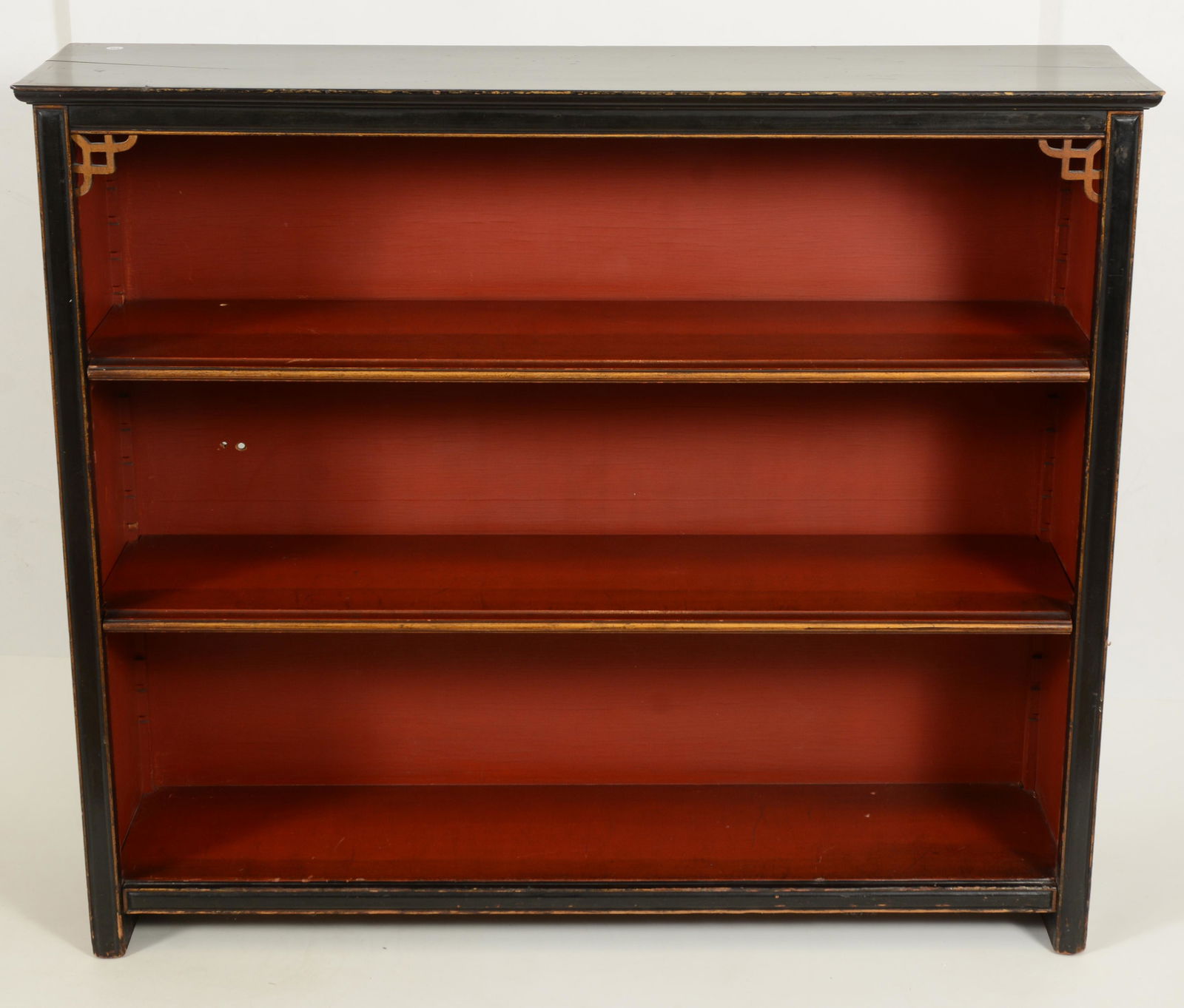 Edwardian black painted and gilt bookcase with two (1 of 6)