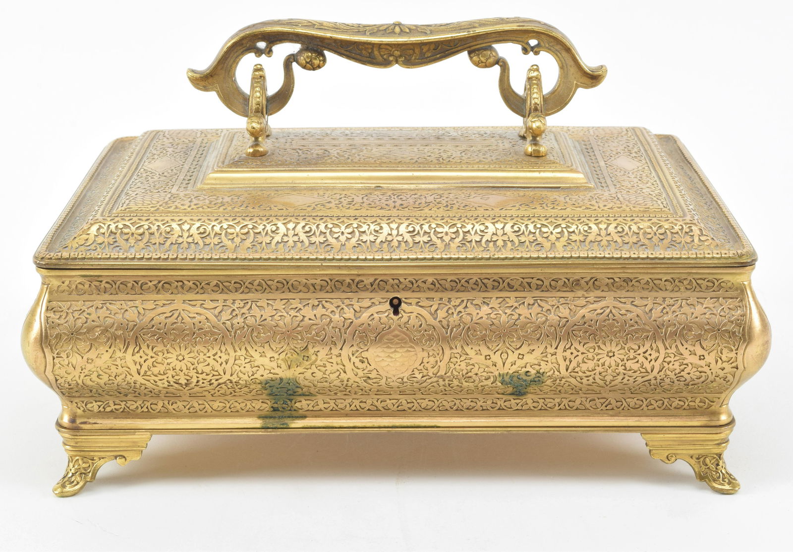 Solid brass decorative jewelry vanity lock box. Early (1 of 10)