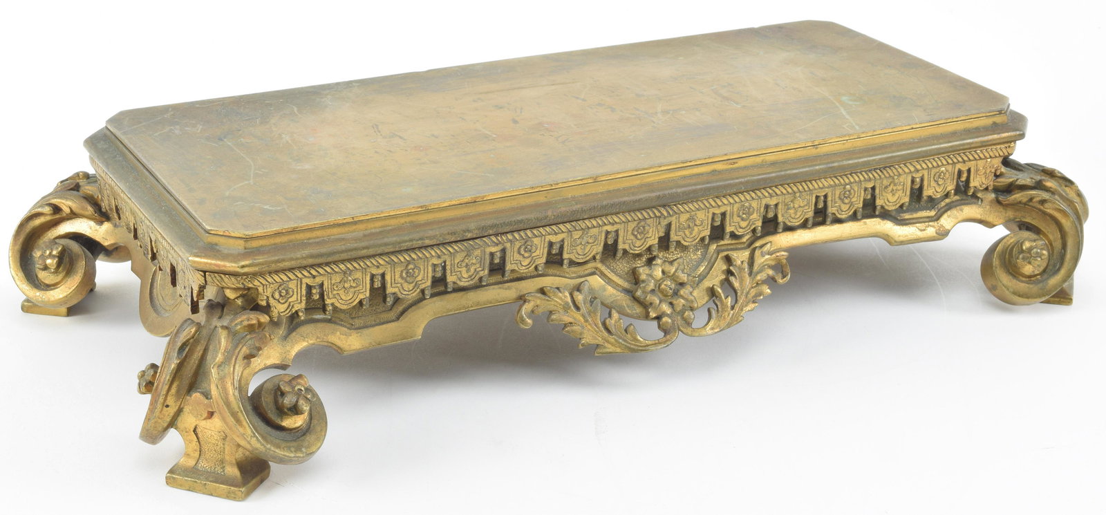 French bronze mantle stand with floral motif. Late 19th (1 of 10)