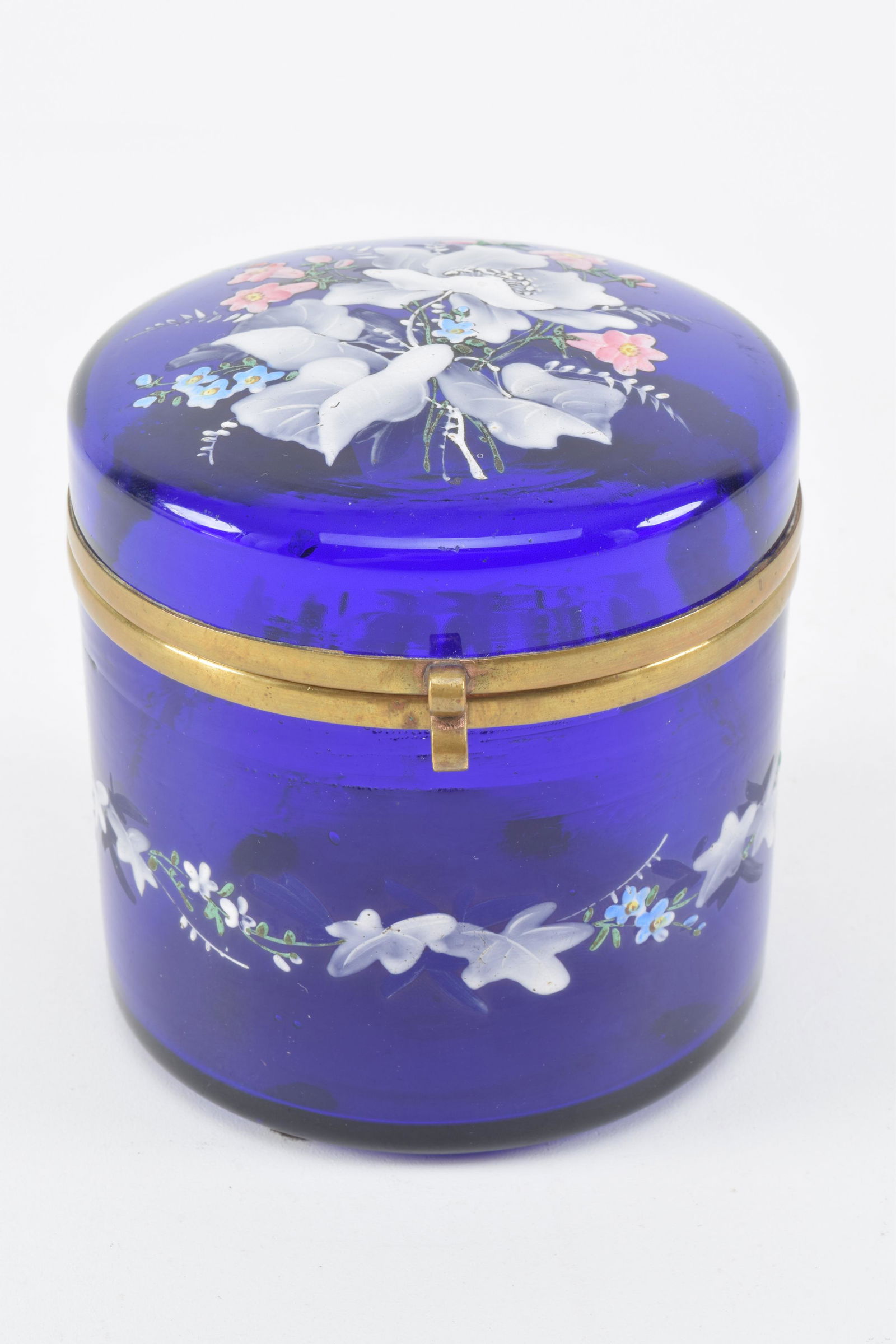 Moser cobalt blue gold and floral enamel painted (1 of 7)