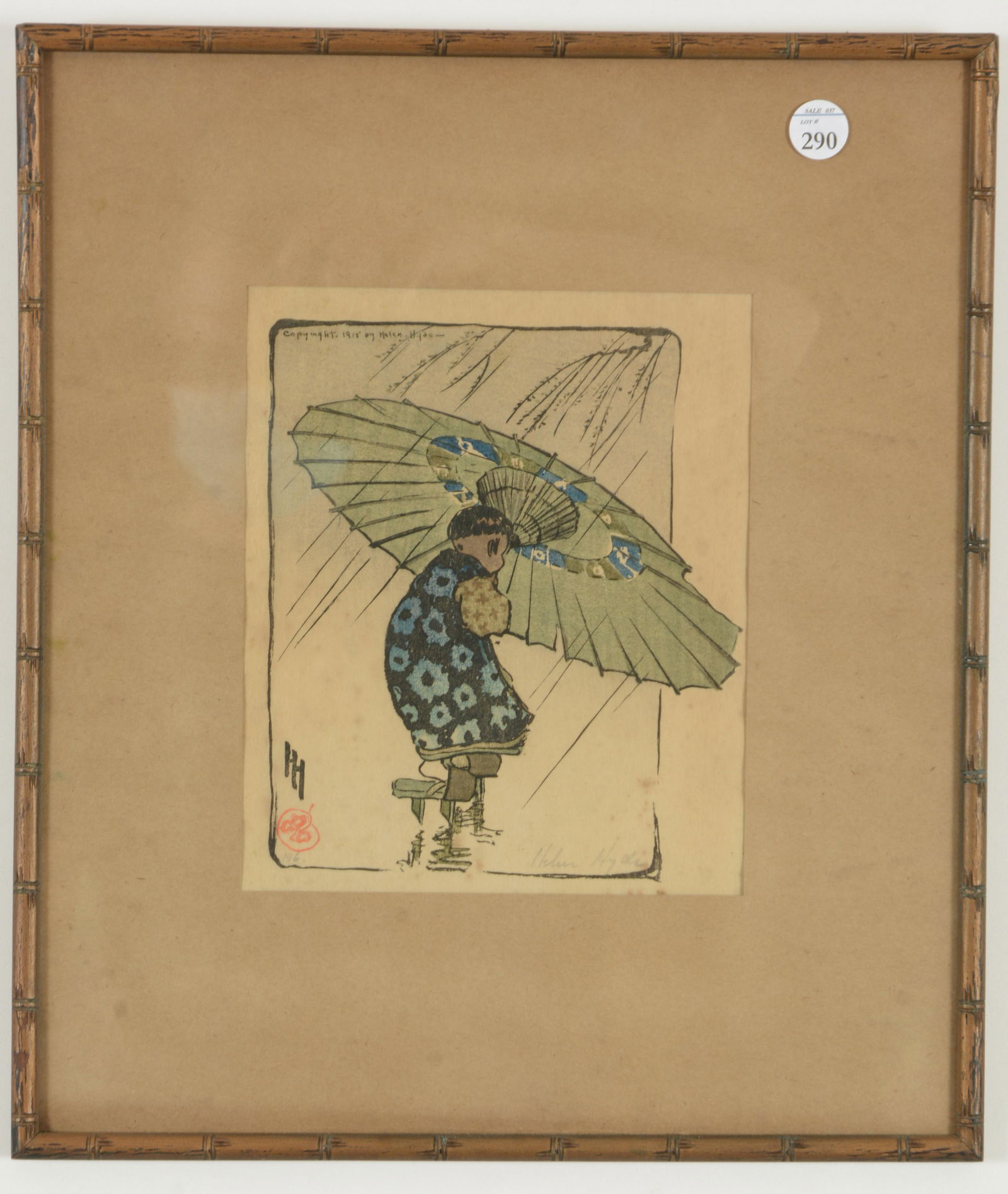 Helen Hyde Japan-America. Woodblock of child with (1 of 6)