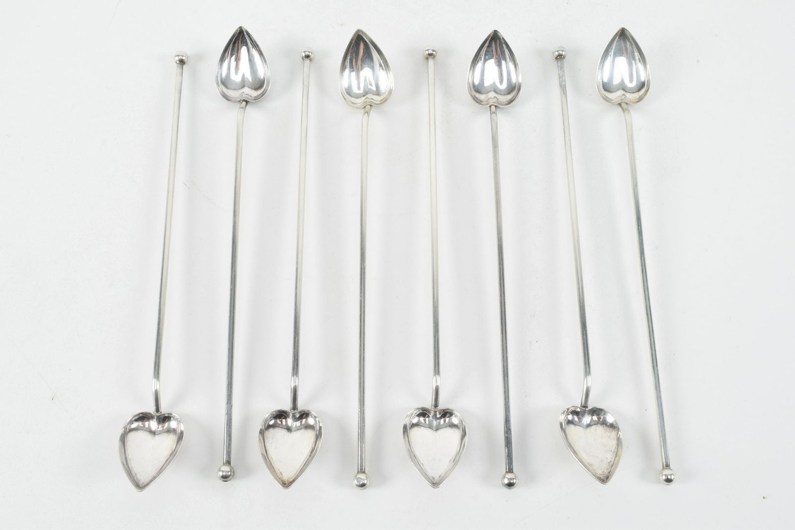 Wallace sterling silver iced tea spoons. Heart shape. (1 of 6)