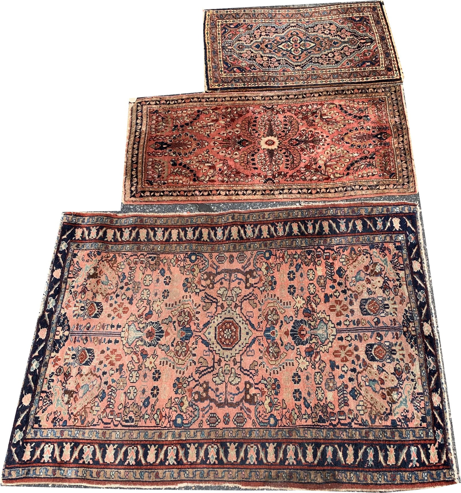 3 Sarouk scatter carpets. Largest 44 x 56 (1 of 7)