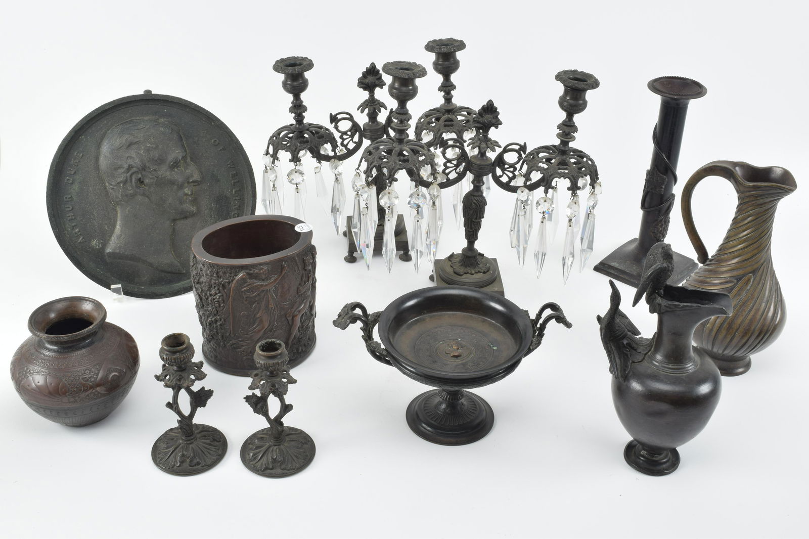 Collection of 11 bronze ware items, including a pair of (1 of 20)