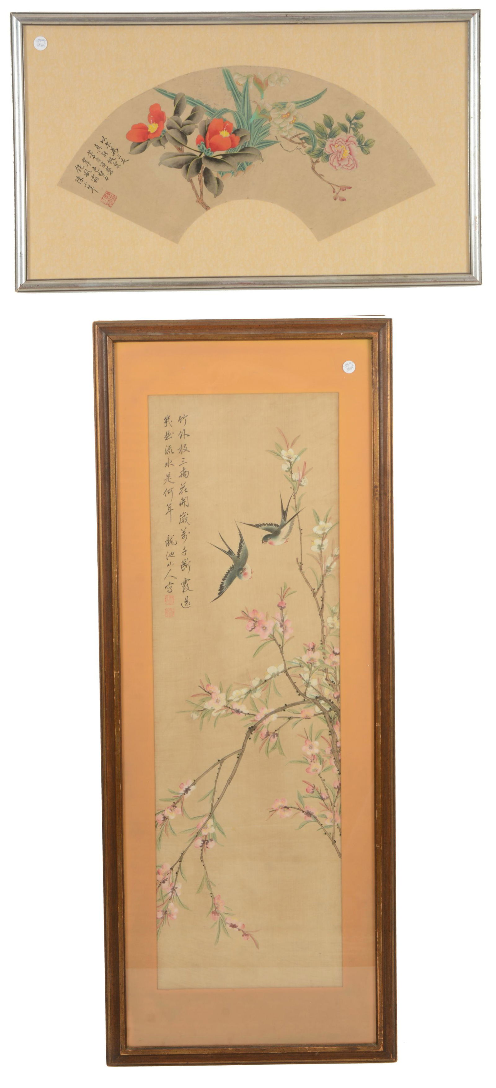 2 Chinese paintings. One of birds and flowers. The (1 of 7)