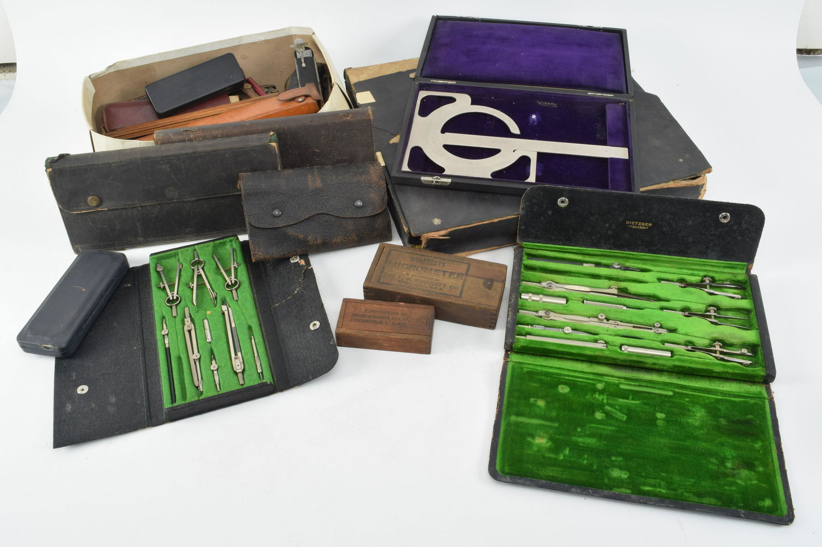 Large assortment of cased drafting tools, including (1 of 13)