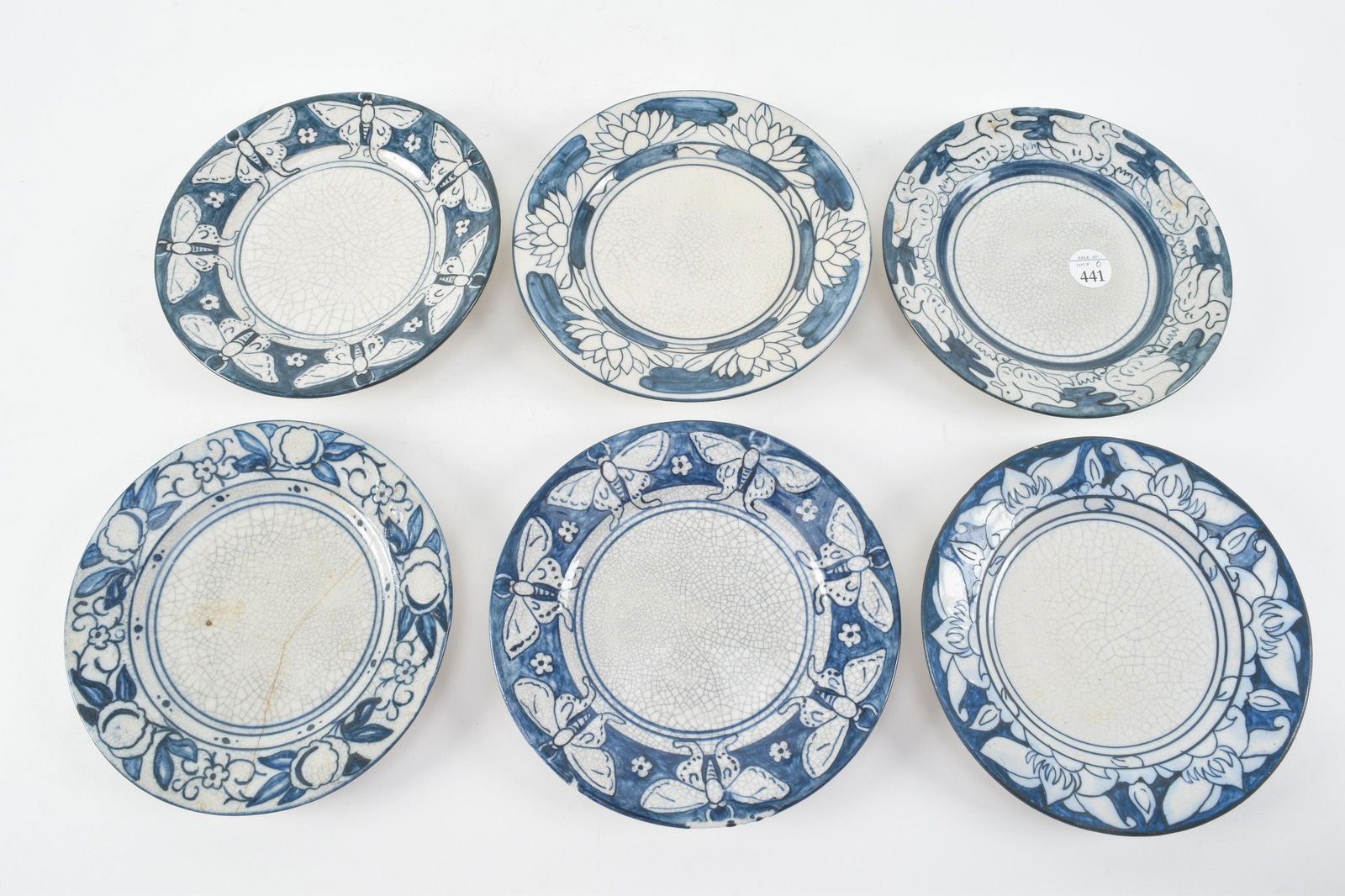 6 Dedham art pottery plates 6 inch. Magnolia, waterlily (1 of 9)