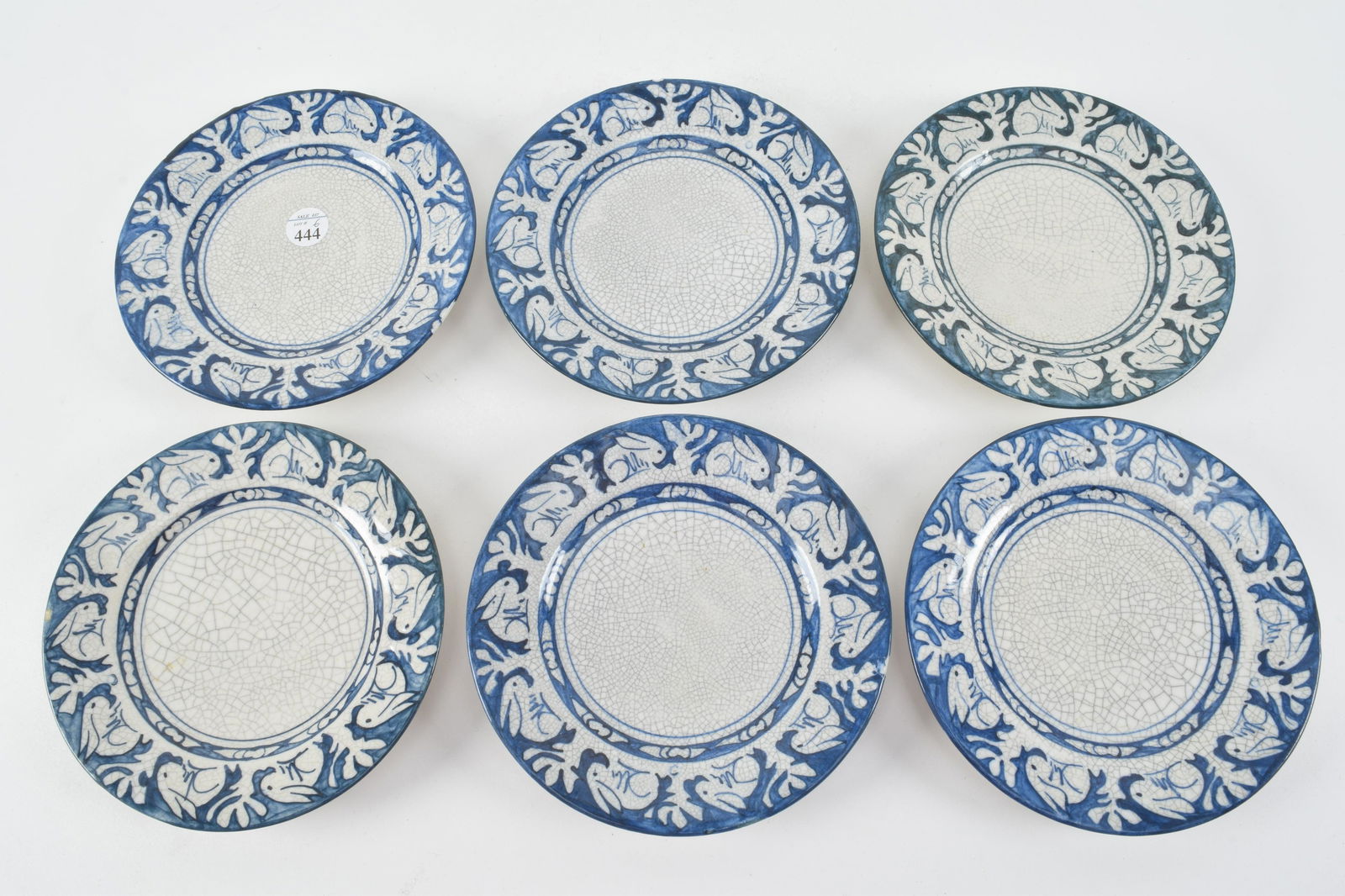 6 Dedham art pottery plates. 6 in. Rabbit borders, most (1 of 11)