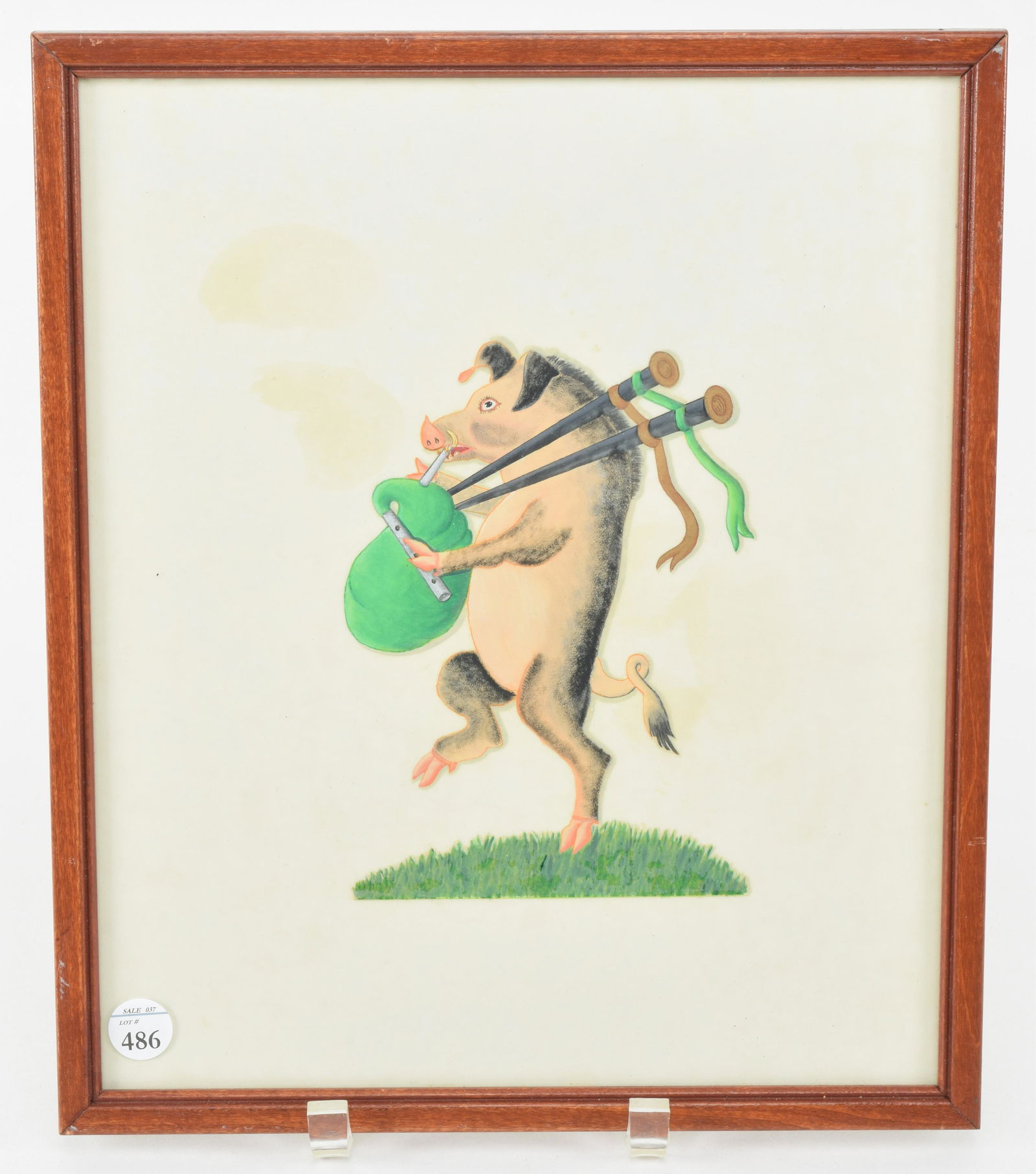 Mixed media painted coat of arms. Burke family, pig (1 of 5)