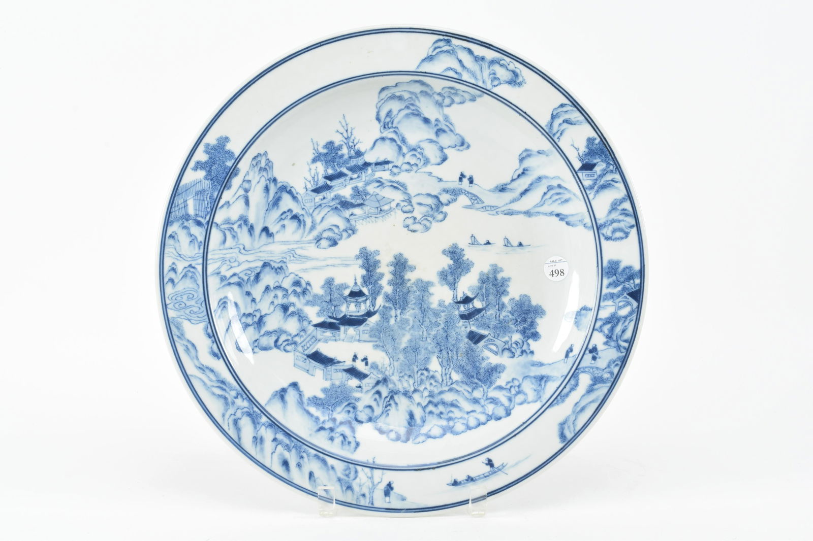 Chinese blue and white serving platter with coastal (1 of 8)