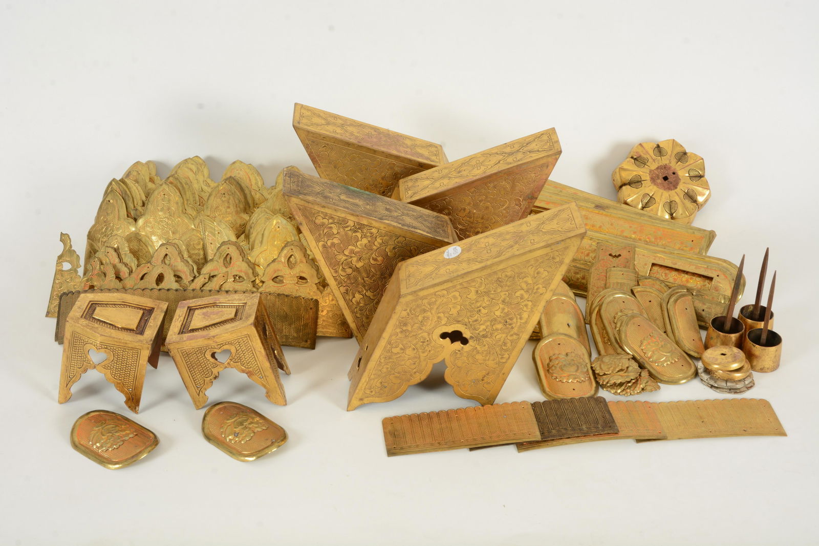 19th century Japanese gilt copper furniture ornaments (1 of 8)