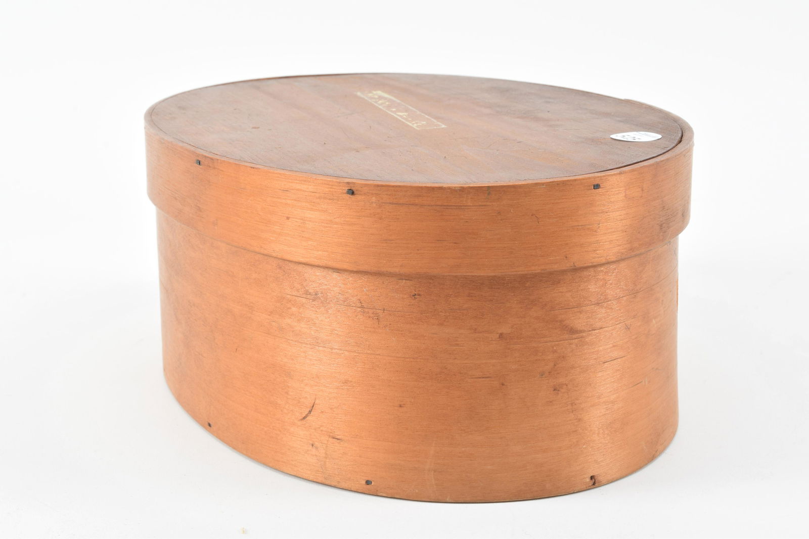 Antique shaker pantry box. Oval form. Pencil (1 of 5)