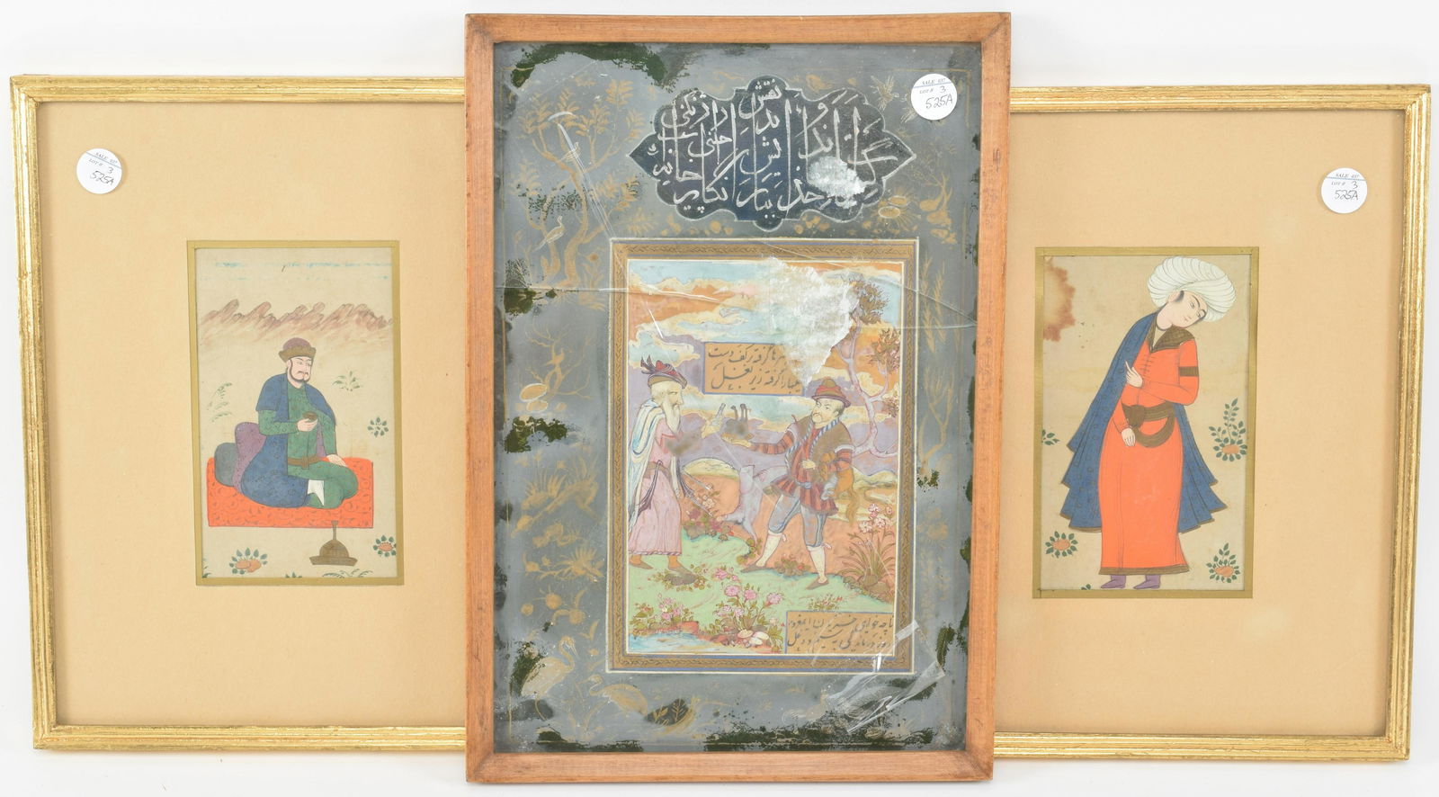 Antique Indo-Persian miniature gouache paintings on (1 of 6)