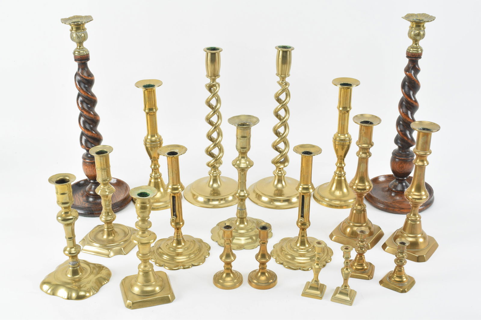 Antique Brass Candlesticks. Seven pairs. 29 (1 of 19)